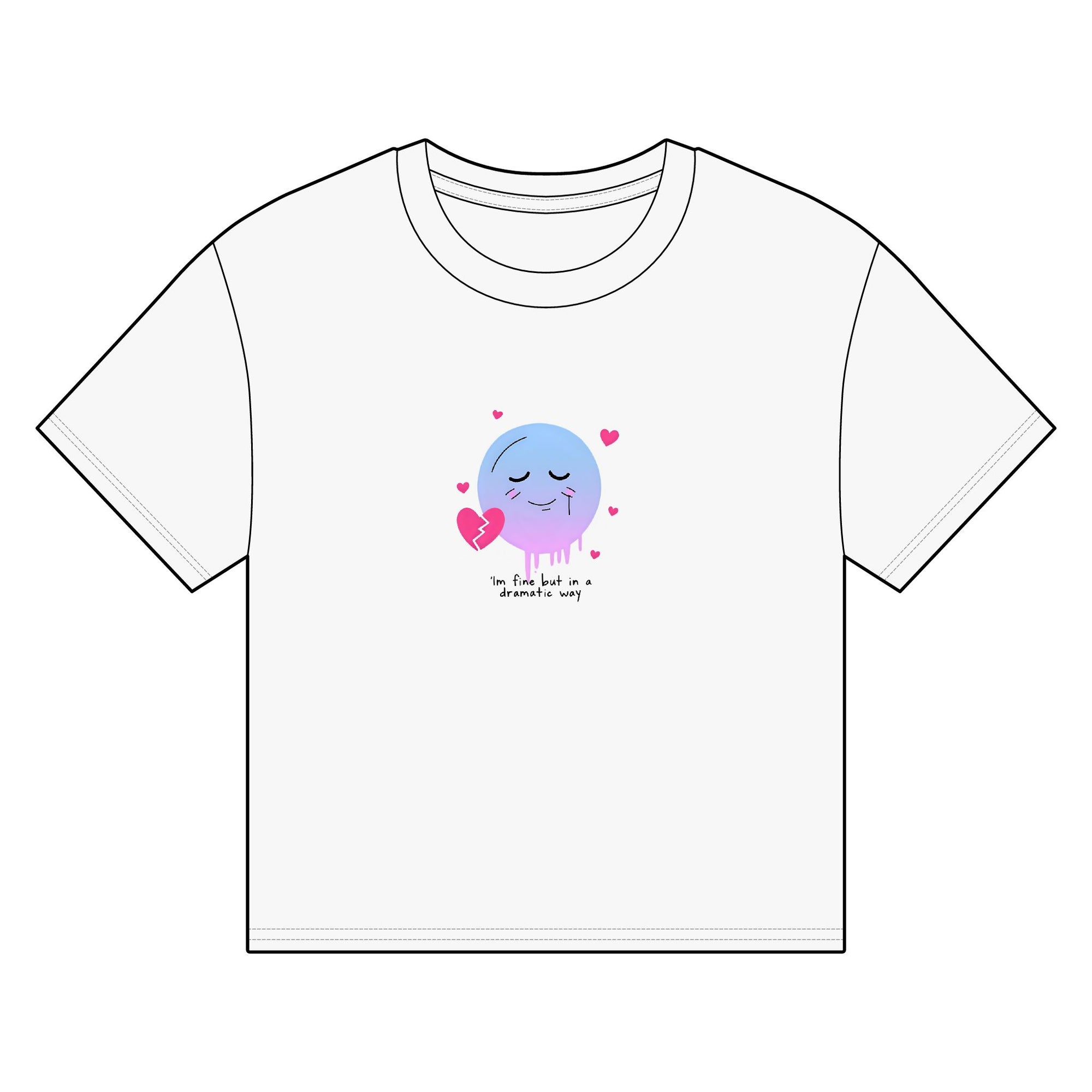 I'm Fine in a Dramatic Way  Boxy T-shirt - Gift for Friends, Valentine's Day, Casual Wear, Eco-Friendly Tee