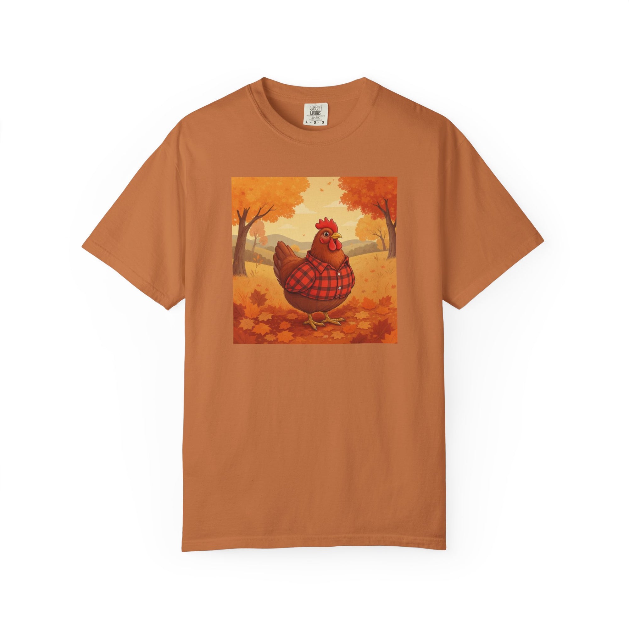 Feathered & Flannel Autumn Chicken T-Shirt, Cozy Fall Tee, Festive Farmhouse Shirt, Thanksgiving Apparel, Unisex Graphic Top
