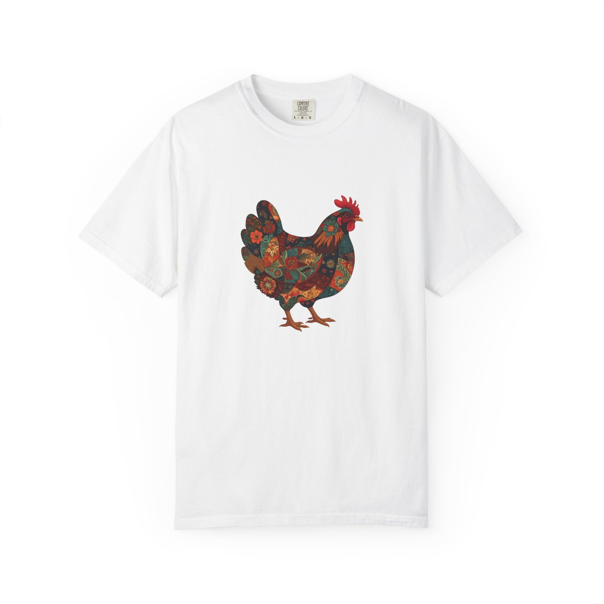 Boho Floral Chicken Unisex T-Shirt | Farmhouse Style | Gift for Animal Lovers, Casual Wear, Eco-Friendly Fashion