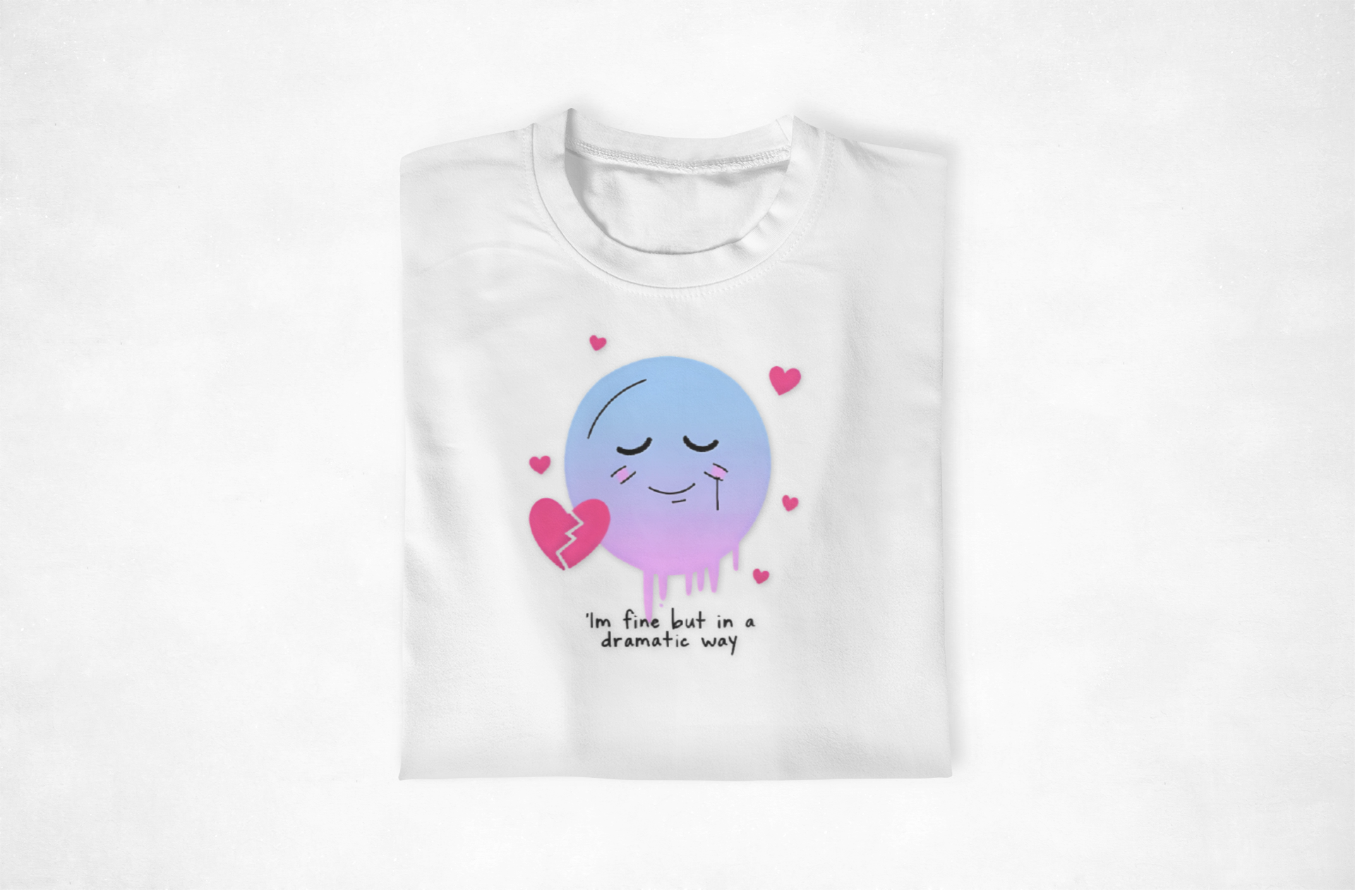 I'm Fine in a Dramatic Way  Boxy T-shirt - Gift for Friends, Valentine's Day, Casual Wear, Eco-Friendly Tee