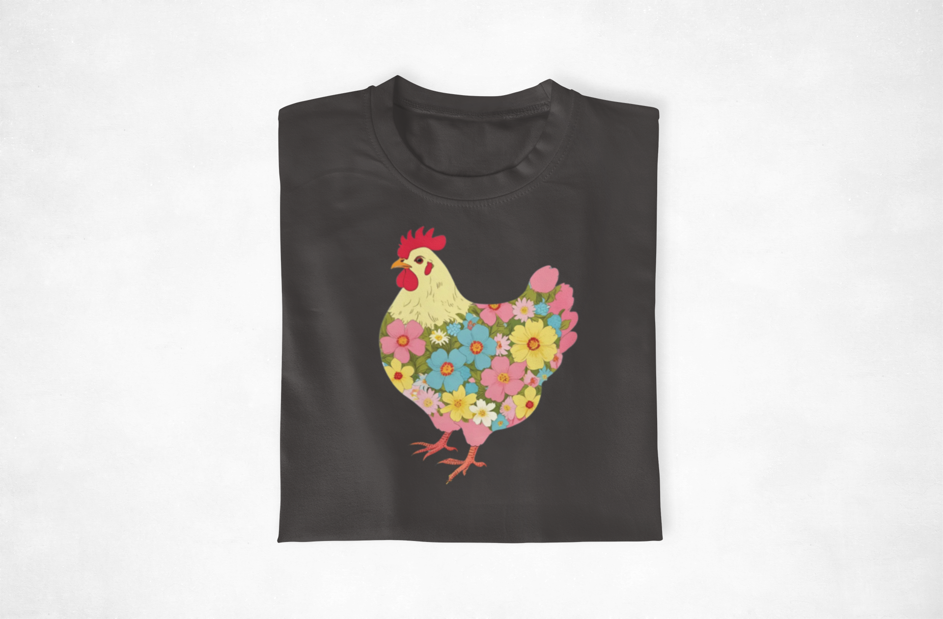 Spring Floral Chicken T-Shirt, Unisex Cotton Tee, Cute Farmhouse Apparel, Gift for Animal Lovers, Spring Fashion, Quirky Graphic Tee