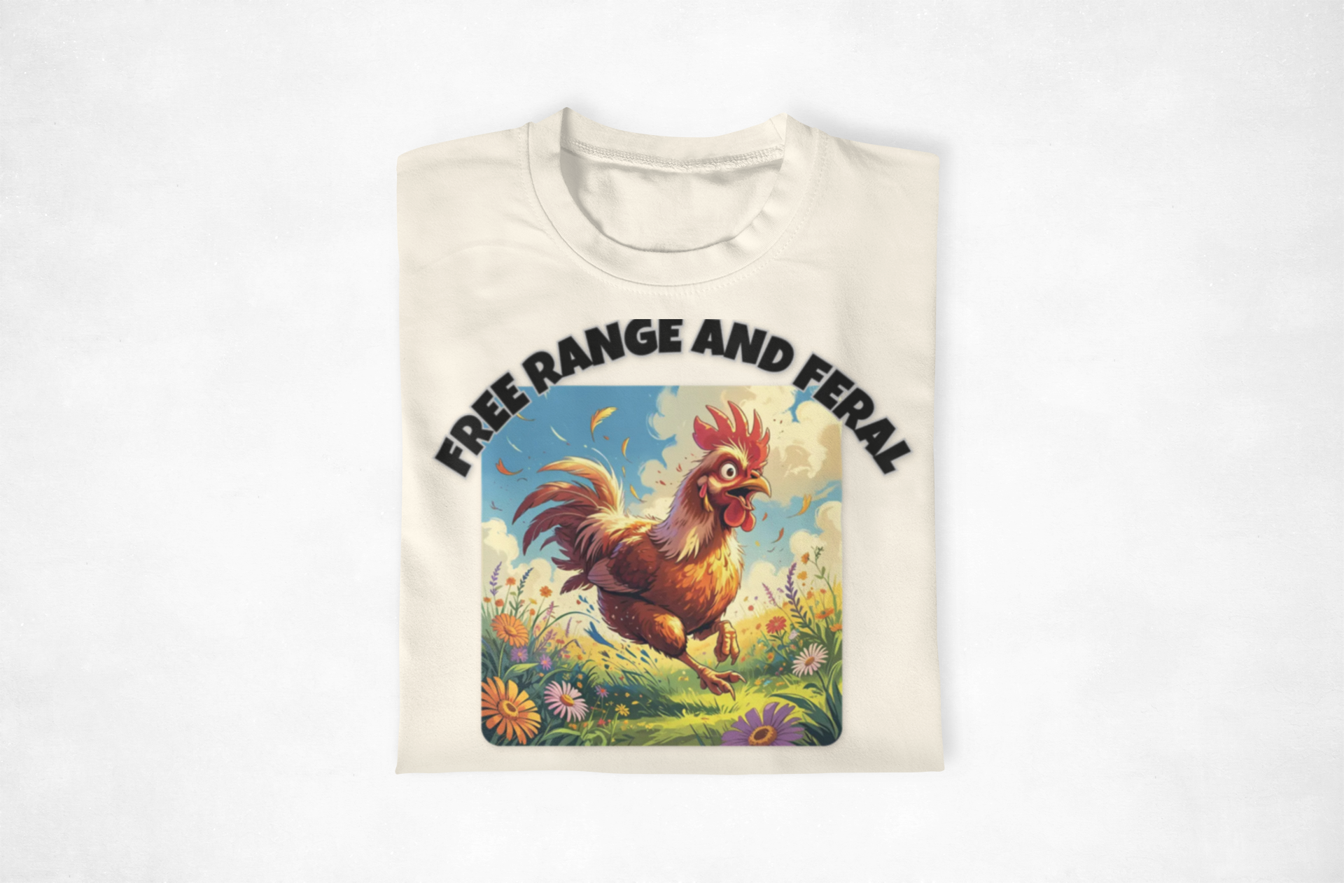 Free Range and Ferel Funny Rooster T-Shirt, Farm Life Tee, Animal Lover Gift, Casual Wear, Free Range and Feral Apparel