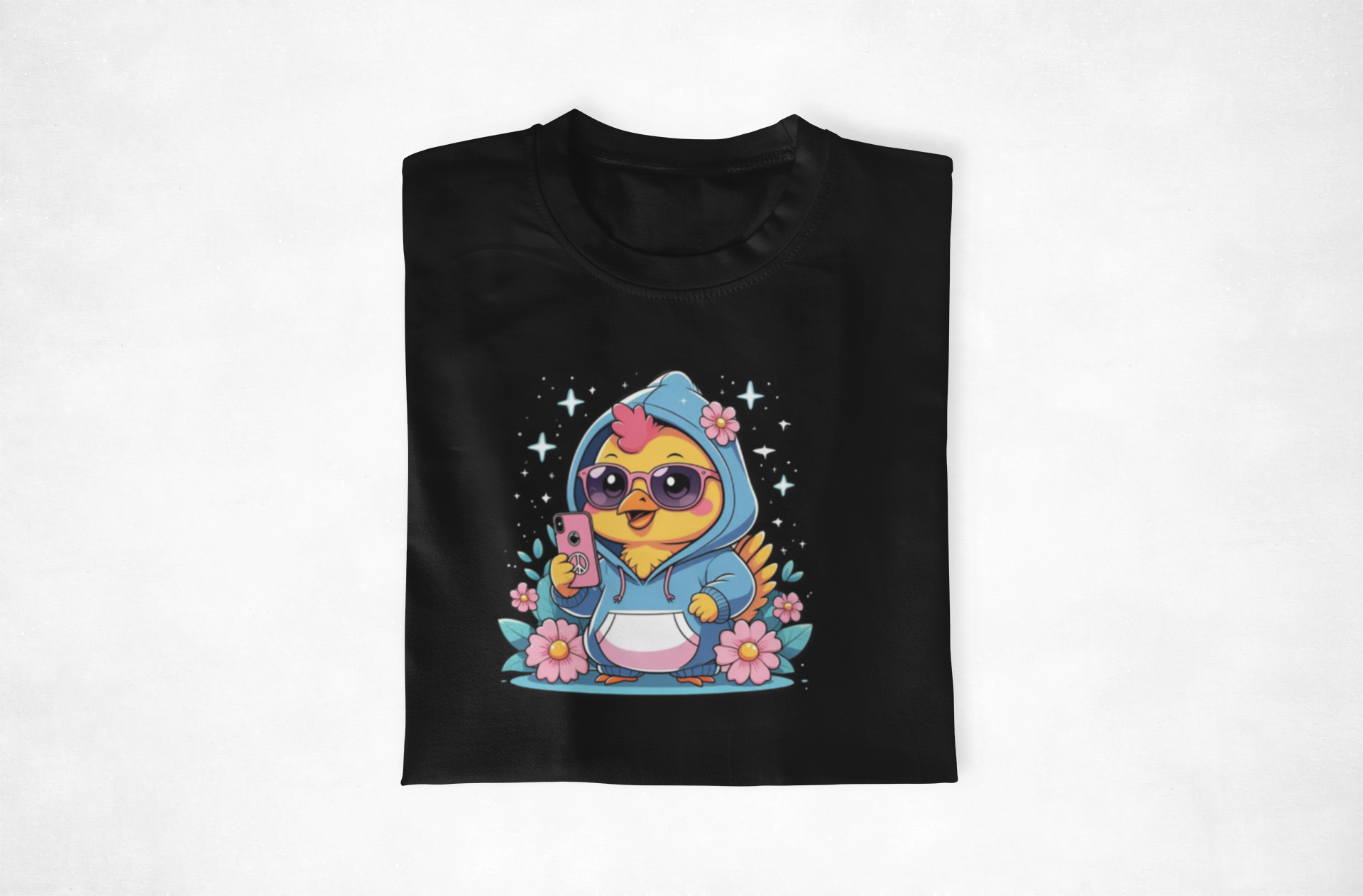 Cute Teen Chick Graphic Tee, Unisex Shirt, Fun T-Shirt, Gift for Animal Lovers, Floral Design Top