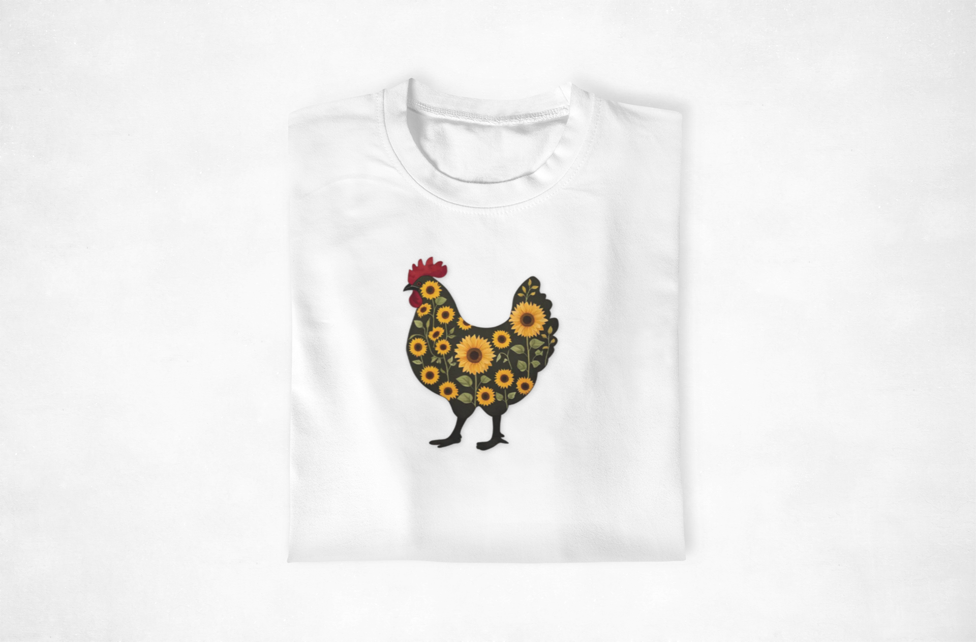 Sunflower Farmhouse Floral Chicken T-Shirt | Cute Gift, Unisex Tee, Spring/Summer Style, Boho Fashion, Animal Lovers
