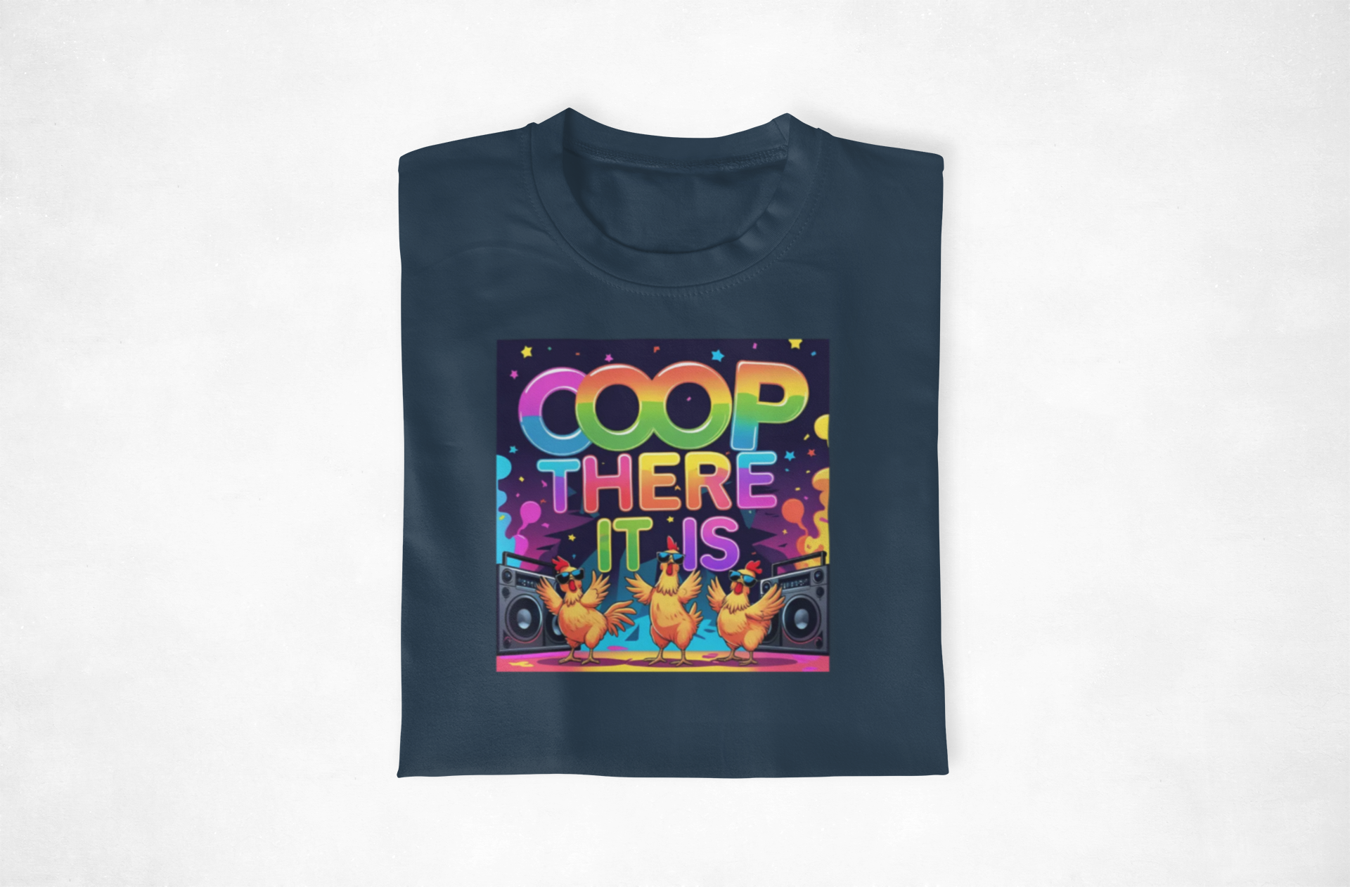 Coop There It Is 90's vibe Chicken Party Vibrant Unisex T-Shirt - Fun Graphic Tee for Parties, Festivals, Gifts, Summer Events, Casual Wear