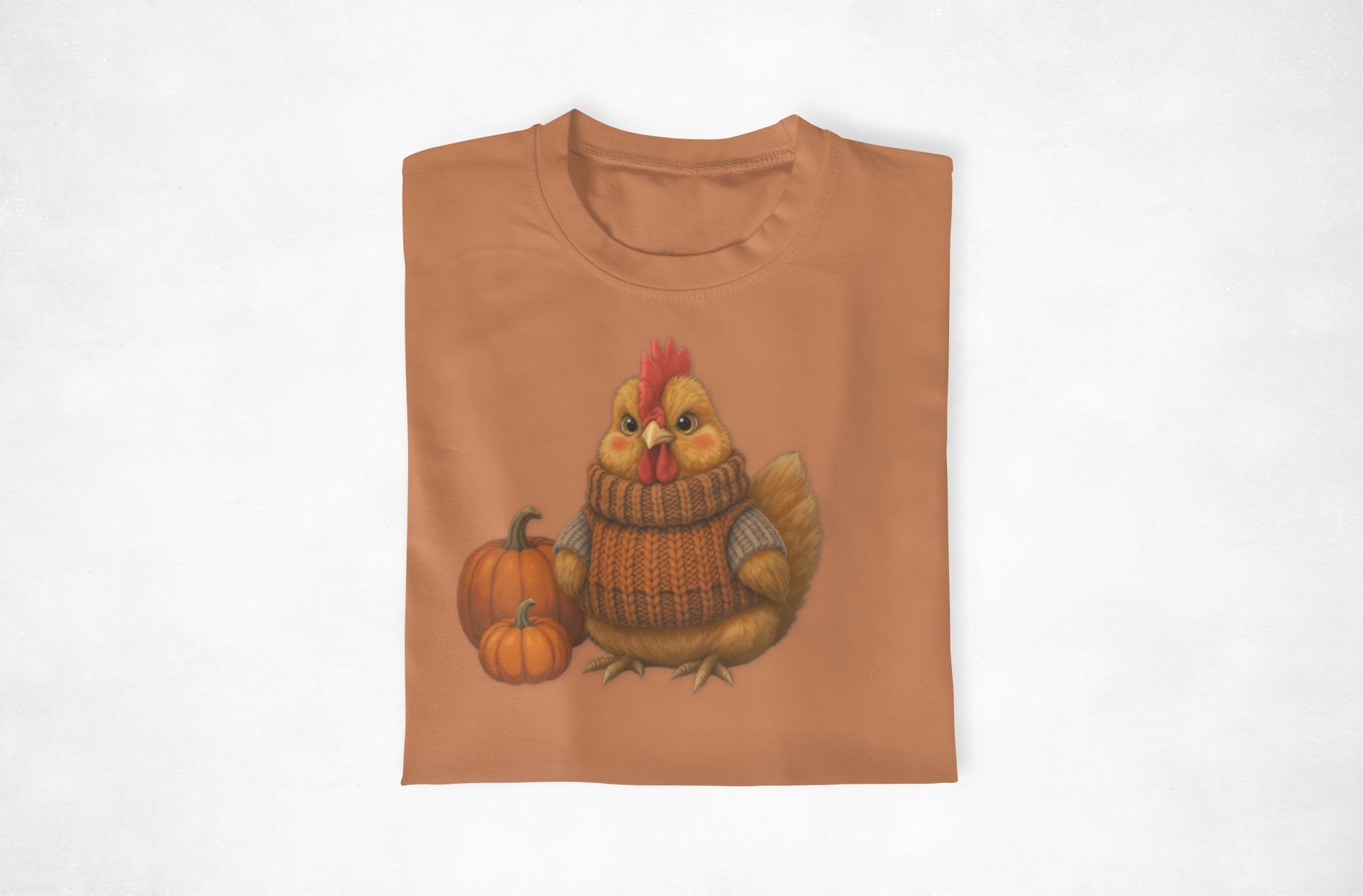 Sweater Weather Autumn Chicken T-Shirt, Cozy Fall Vibes Tee, Unisex Pumpkin Shirt, Cute Chicken Apparel, Thanksgiving Gift