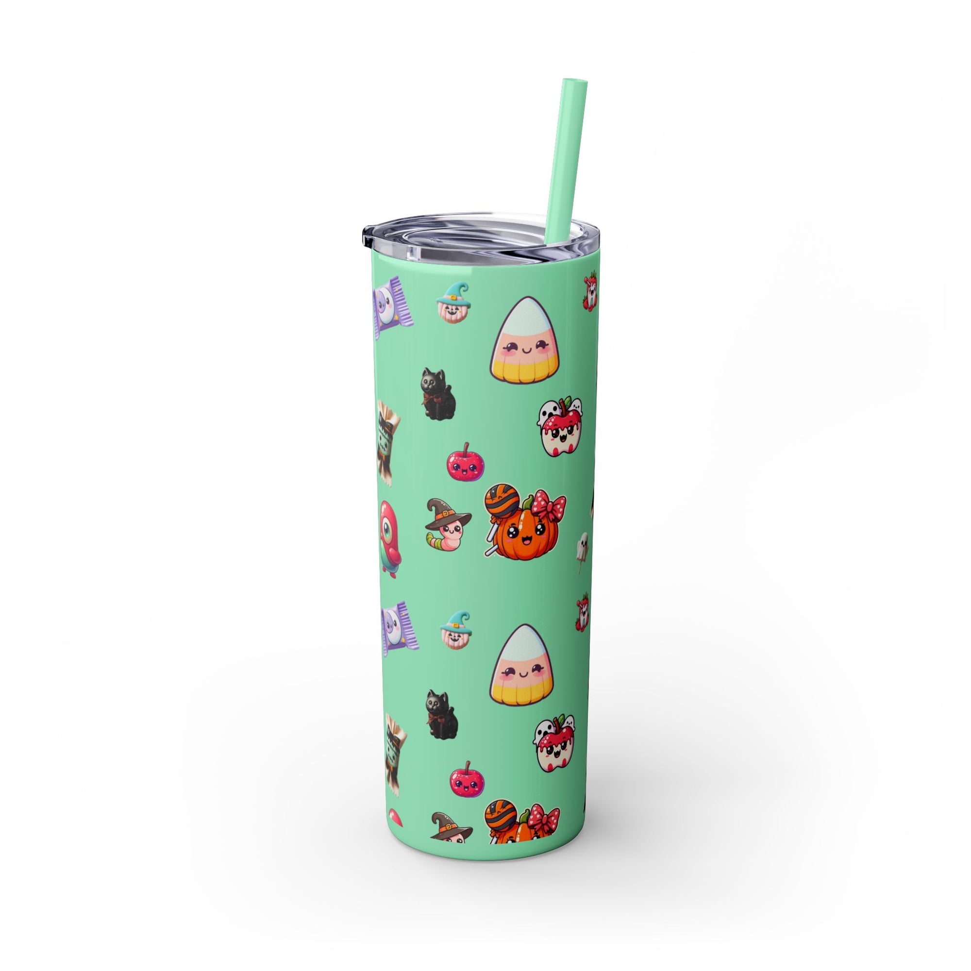 Playful Halloween Skinny Tumbler with Straw, 20oz | Cute Fall Drinkware, Halloween Mug, Party Favor, Gift for Her, Seasonal Decor
