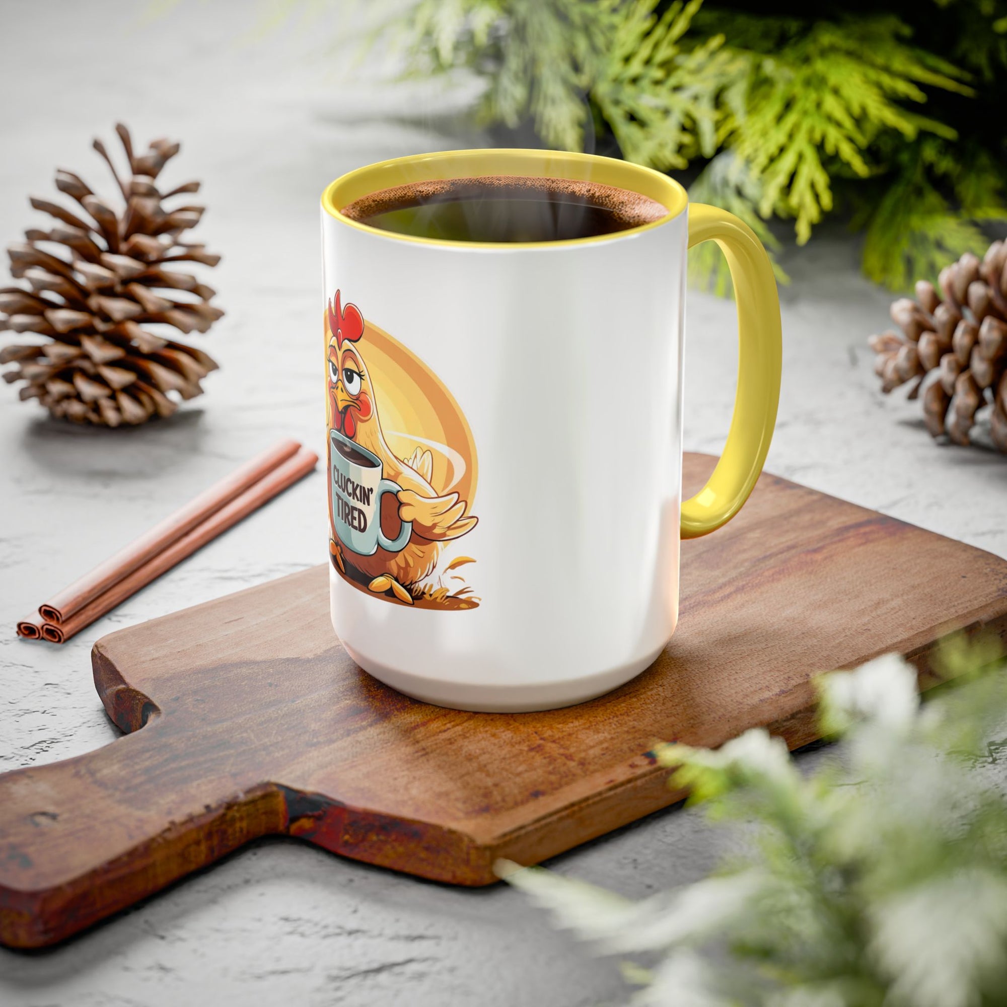 Cluckin’ Tired – 20oz Stainless Steel Tumbler Funny Chicken Mug, Clucking Tired Coffee Cup, Gift for Chicken Lovers, Colorful Ceramic Mug, Morning Coffee Cup