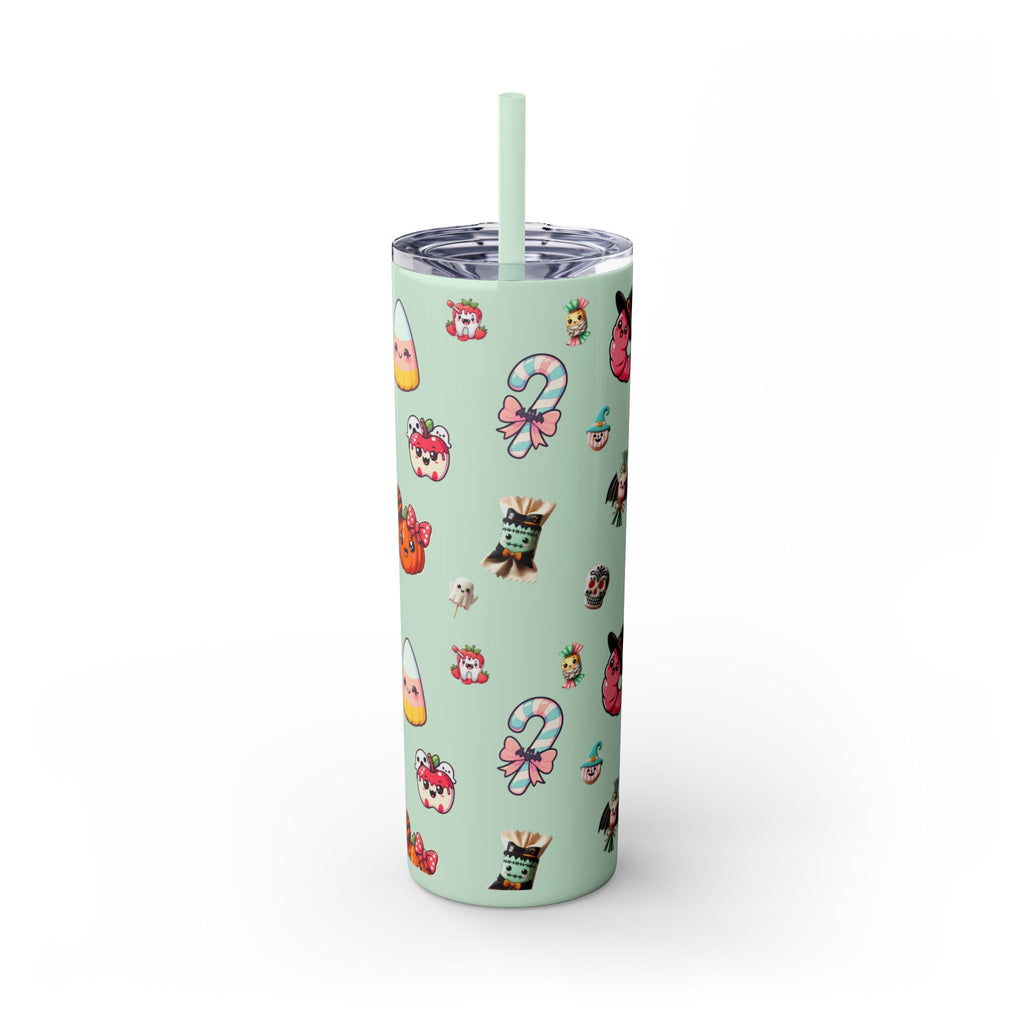 Playful Halloween Skinny Tumbler with Straw, 20oz | Cute Fall Drinkware, Halloween Mug, Party Favor, Gift for Her, Seasonal Decor