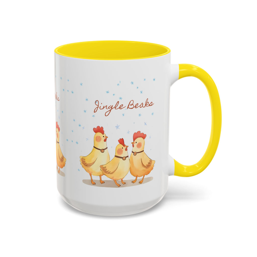 Jingle Beaks Chicken Mug – Funny Holiday Coffee Cup – Farmhouse Christmas Gift for Chicken Lovers  Accent Coffee Mug, Cute Chickens Coffee Cup, Holiday Gift, Fun Kitchen Decor, Farmhouse Style Mug, Unique Present