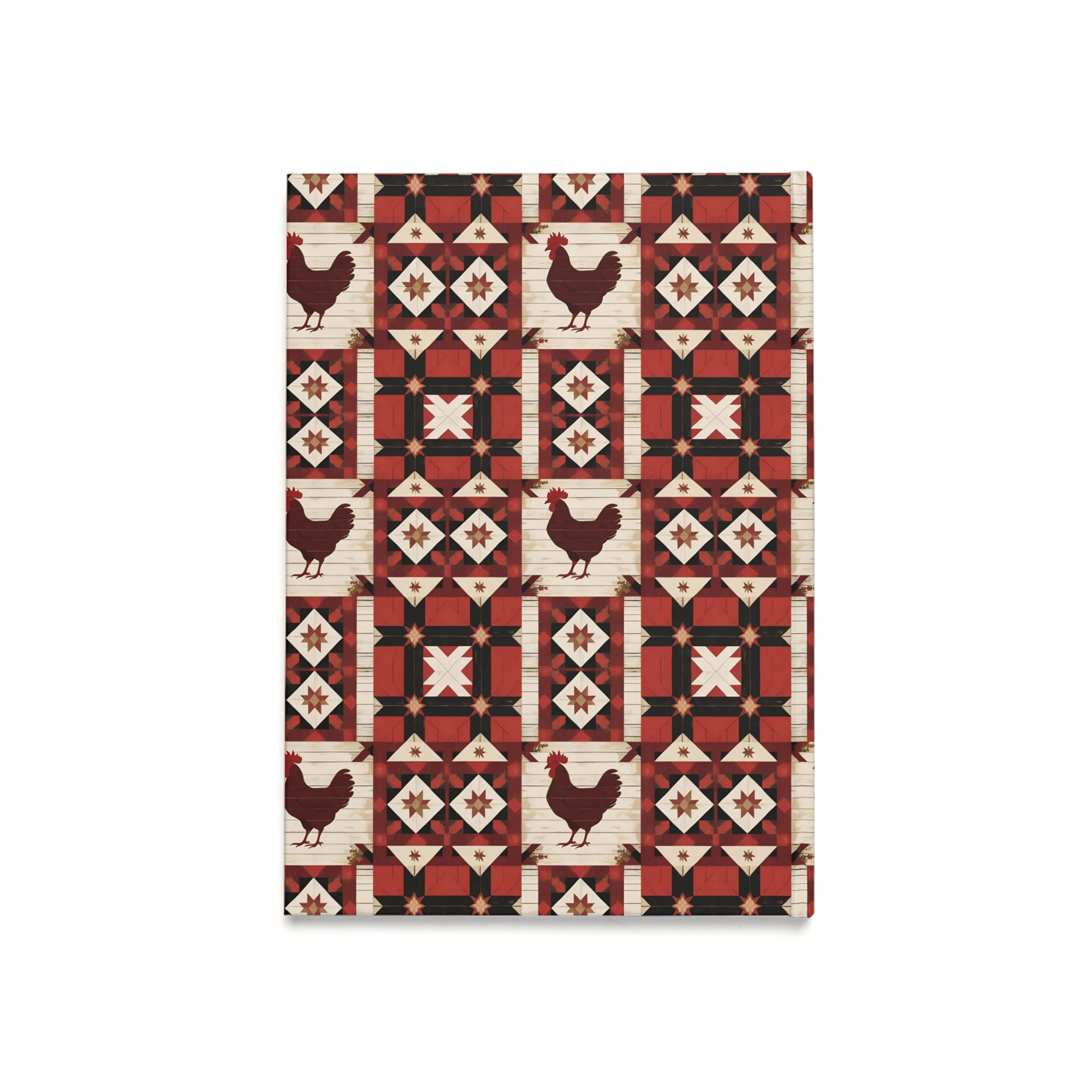 Quilt Block Rustic Farmhouse Hardcover Journal | Chicken Patterned Notebook for Writers, Gift for Farmers, Rustic Home Decor, Cute Journal Gift, [...]