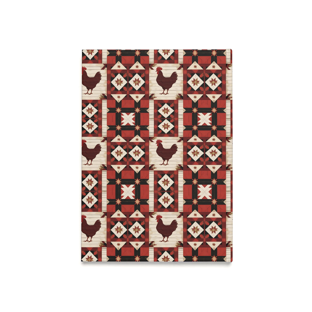 Quilt Block Rustic Farmhouse Hardcover Journal | Chicken Patterned Notebook for Writers, Gift for Farmers, Rustic Home Decor, Cute Journal Gift, [...]