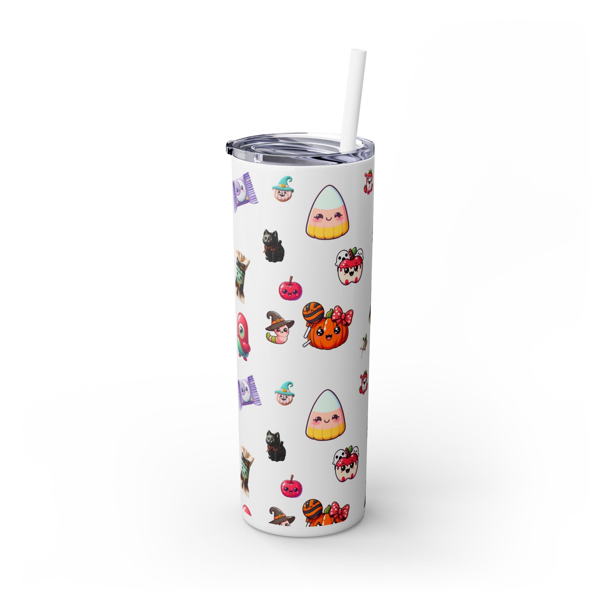 Playful Halloween Skinny Tumbler with Straw, 20oz | Cute Fall Drinkware, Halloween Mug, Party Favor, Gift for Her, Seasonal Decor