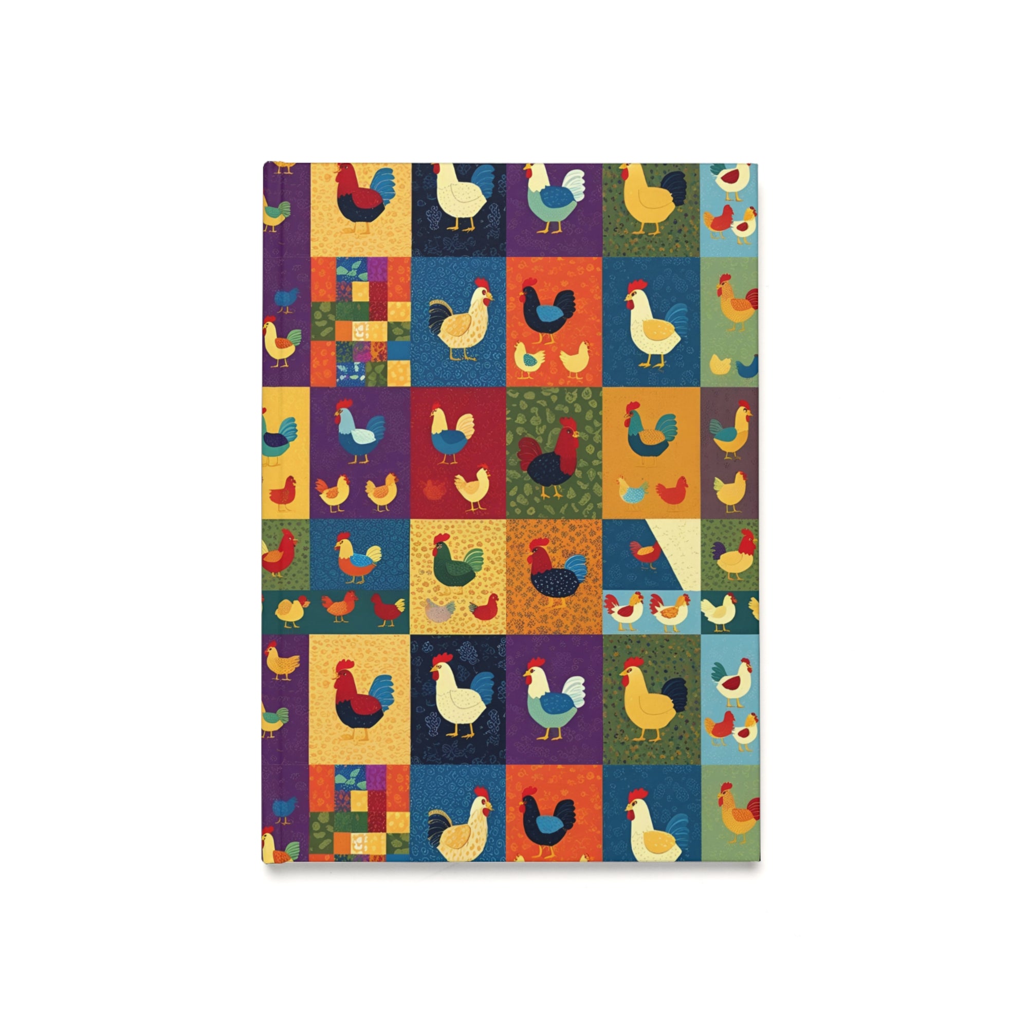 Colorful Patchwork Parade Chicken Hardcover Journal | A5 Size | Perfect for Writing, Daily Journaling, Gifts, Farmhouse Decor, Chicken Lovers