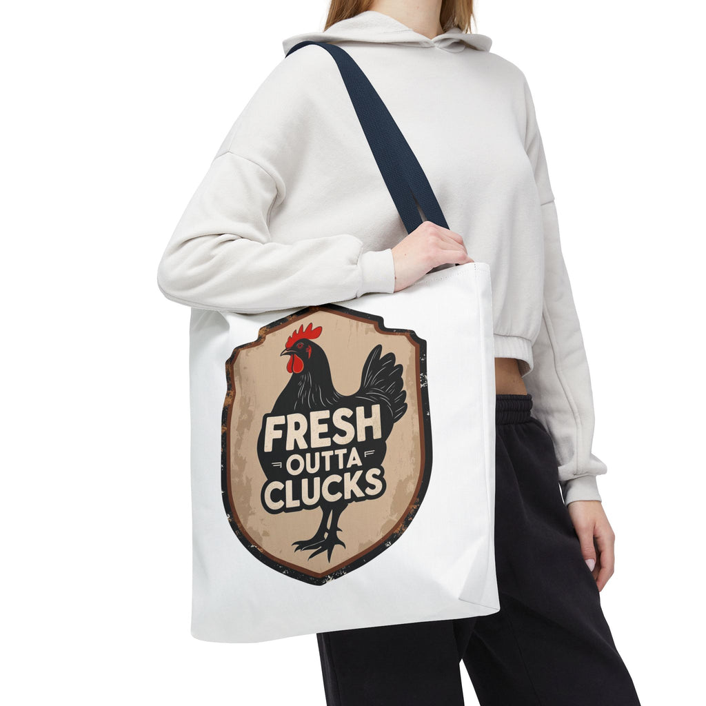 Fresh Outta Clucks Chicken Tote Bag – Funny Farmhouse Market Bag – Gift for Chicken Moms