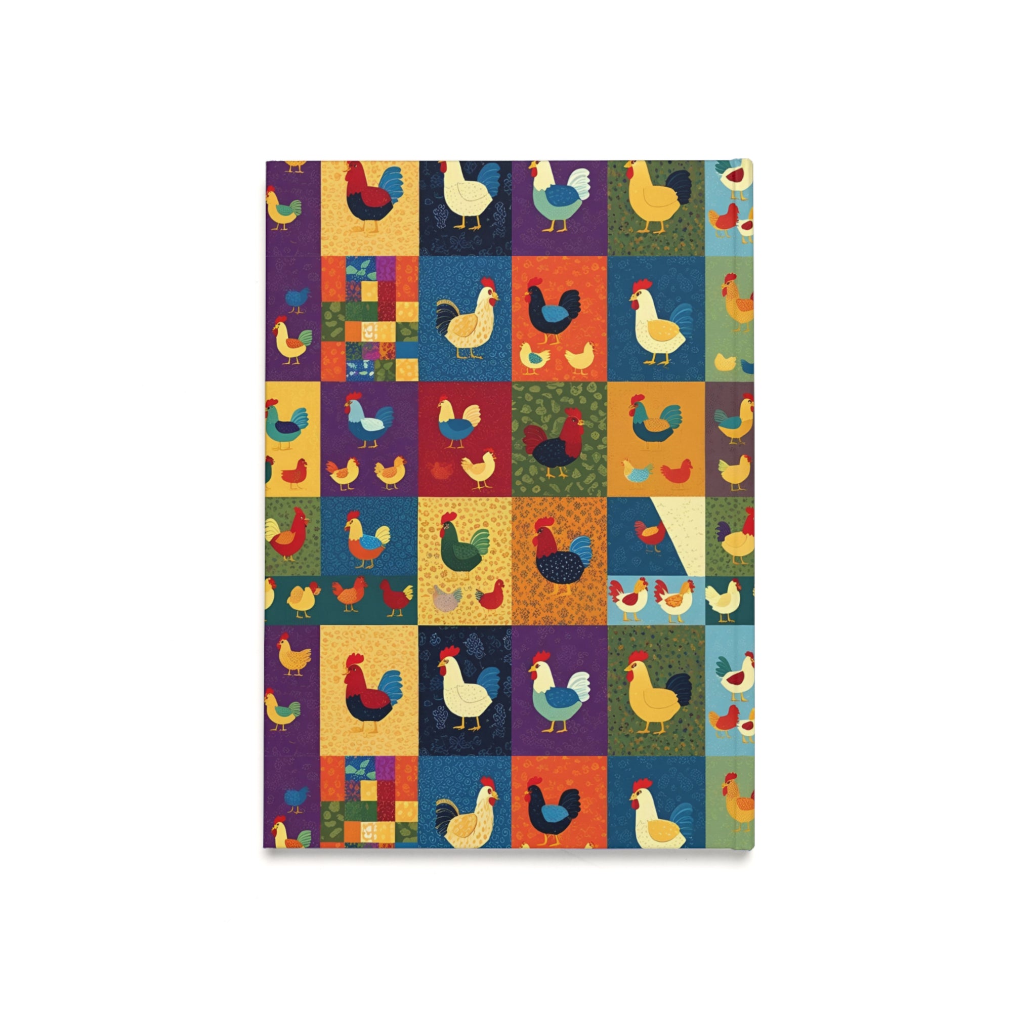 Colorful Patchwork Parade Chicken Hardcover Journal | A5 Size | Perfect for Writing, Daily Journaling, Gifts, Farmhouse Decor, Chicken Lovers