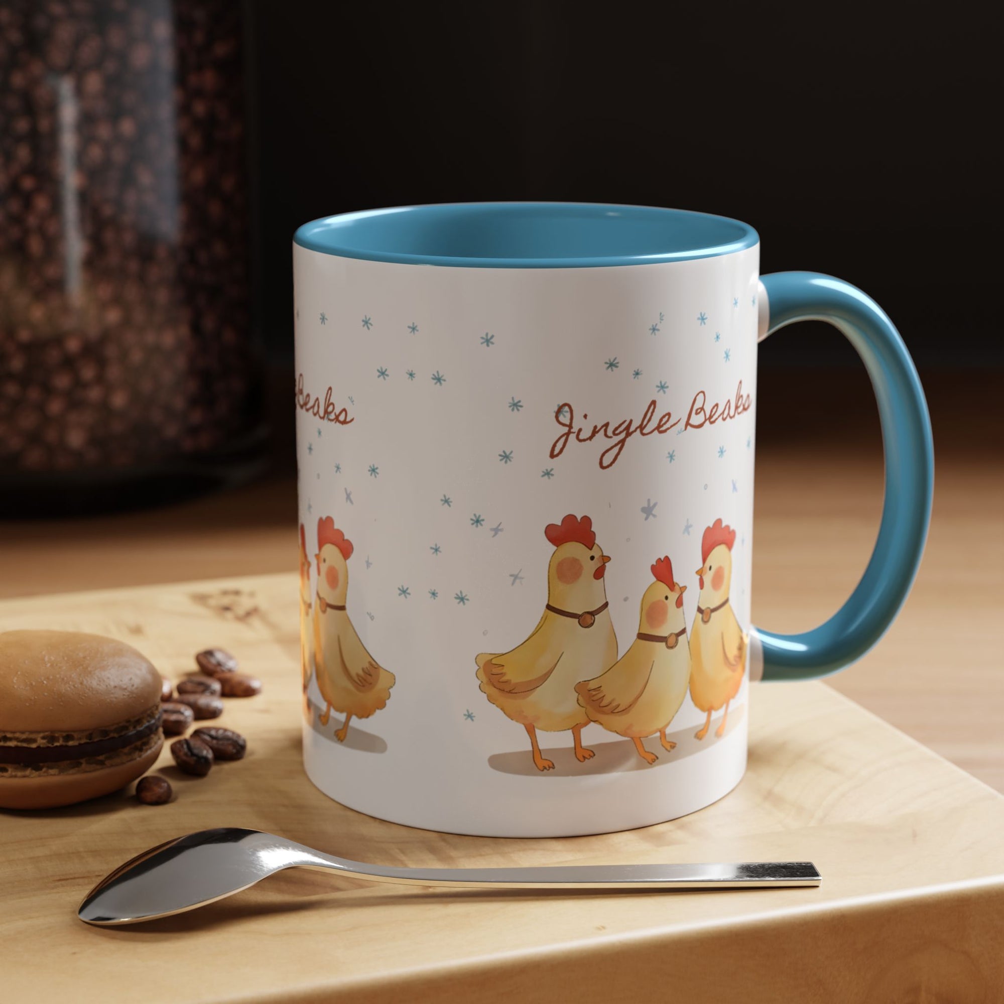 Jingle Beaks Chicken Mug – Funny Holiday Coffee Cup – Farmhouse Christmas Gift for Chicken Lovers  Accent Coffee Mug, Cute Chickens Coffee Cup, Holiday Gift, Fun Kitchen Decor, Farmhouse Style Mug, Unique Present