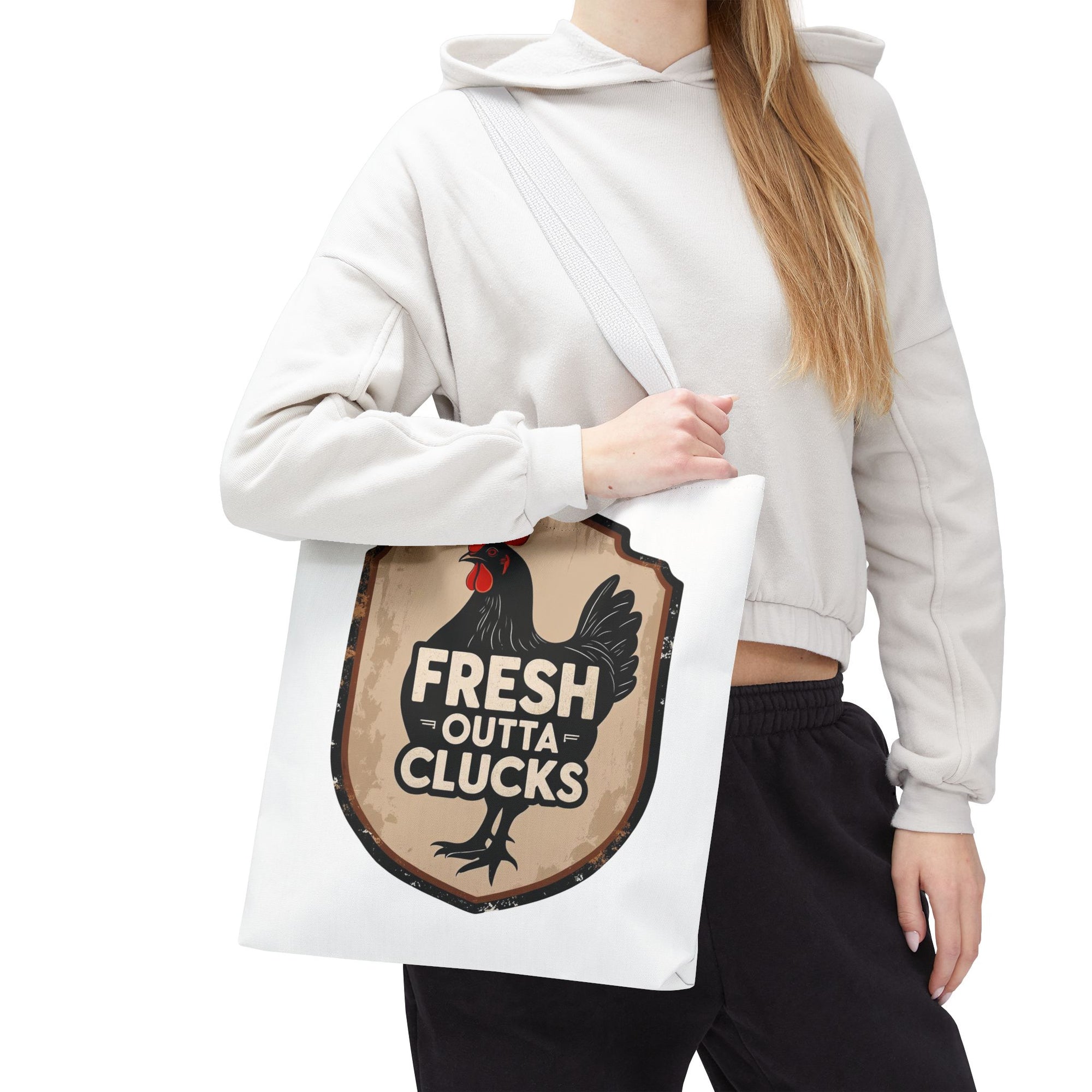 Fresh Outta Clucks Chicken Tote Bag – Funny Farmhouse Market Bag – Gift for Chicken Moms