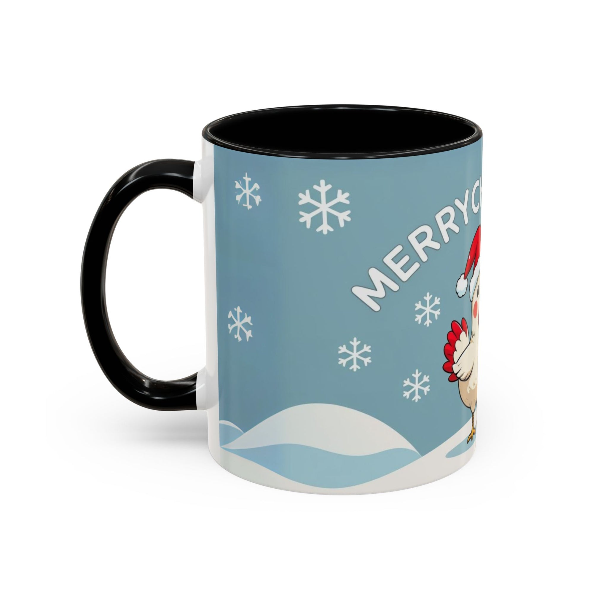 Merry Chickmas Christmas Chicken Accent Coffee Mug - Cute Holiday Gift, Festive Drinkware, Winter Celebration, Merry Chickmas, Funny Holiday Gift for Chicken Moms