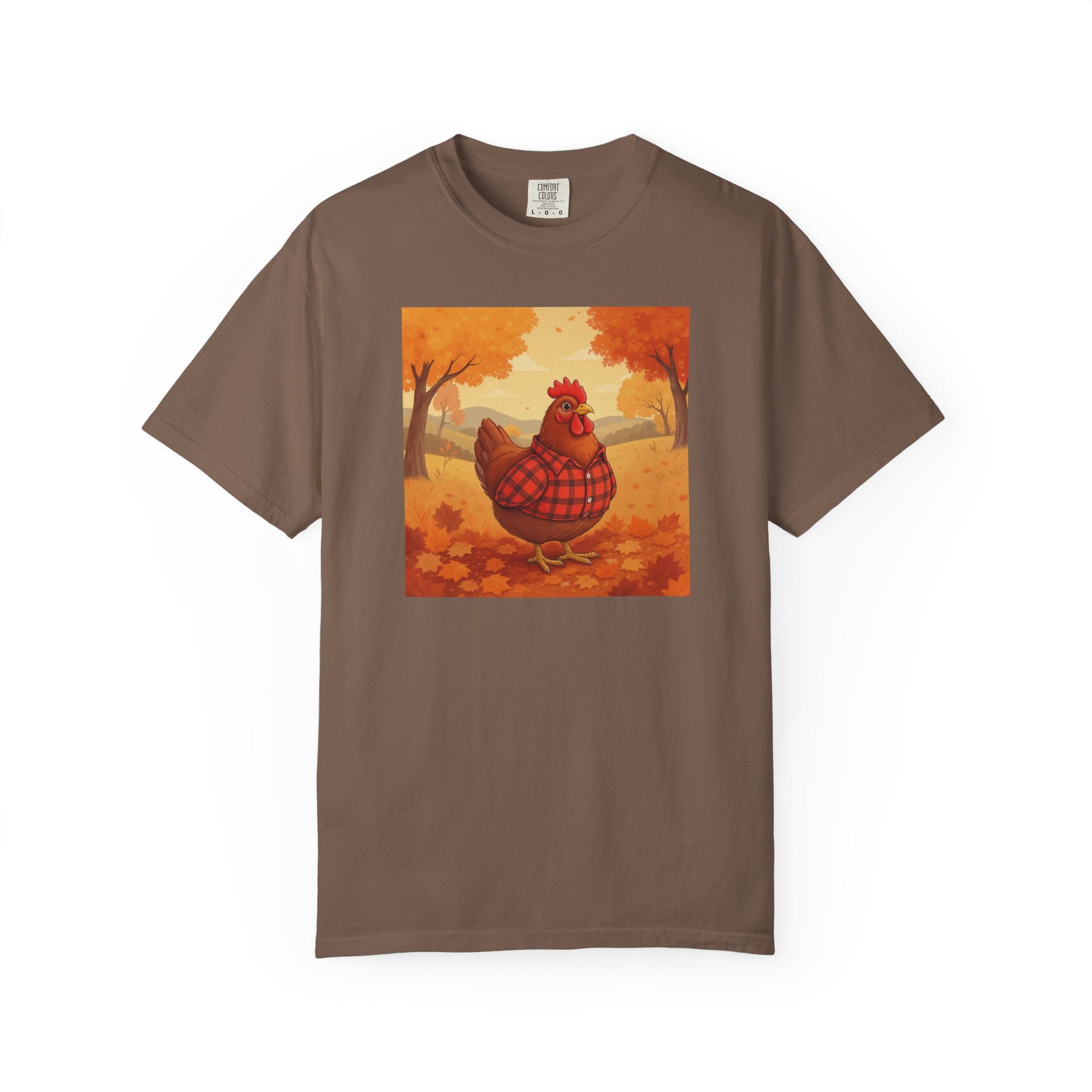 Feathered & Flannel Autumn Chicken T-Shirt, Cozy Fall Tee, Festive Farmhouse Shirt, Thanksgiving Apparel, Unisex Graphic Top