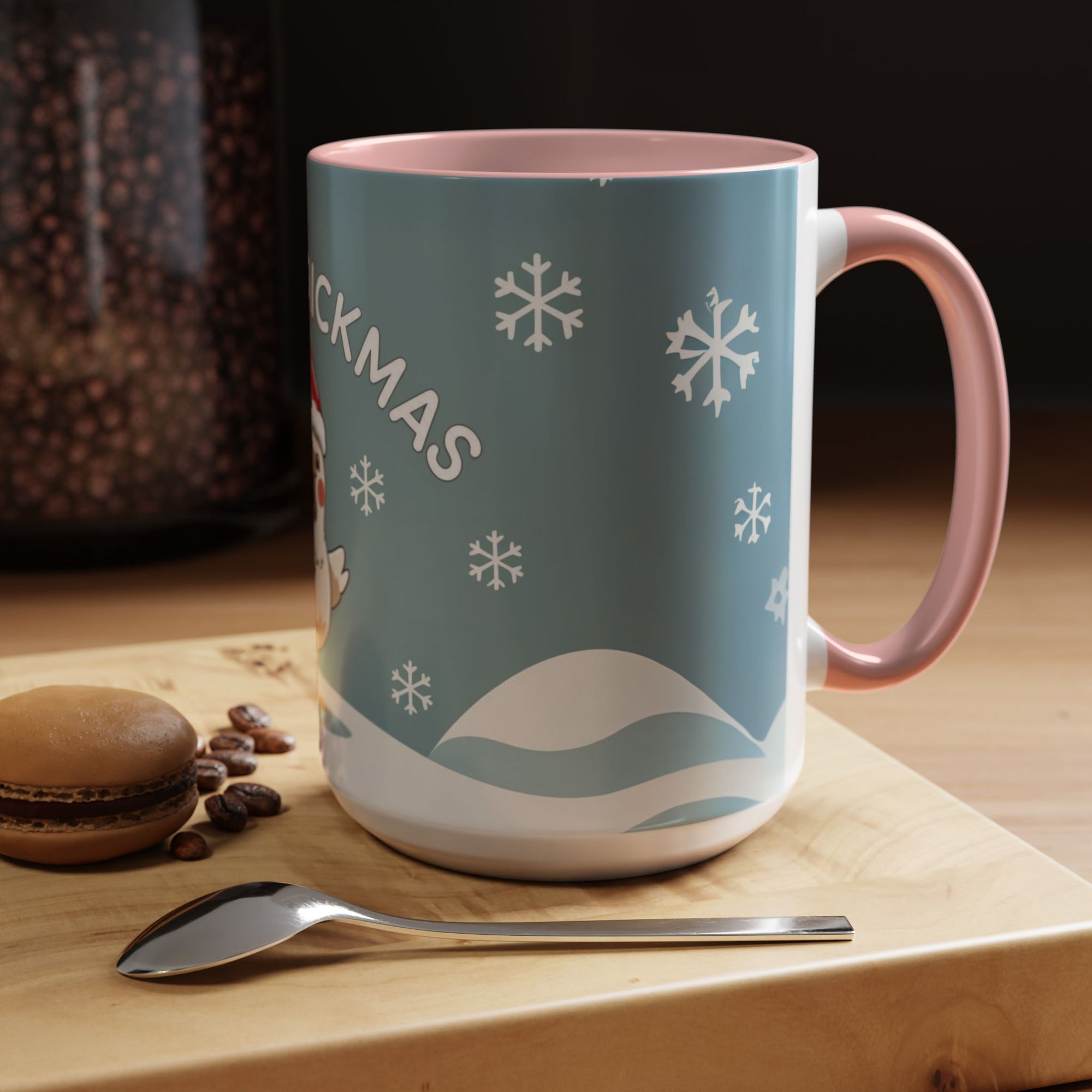 Merry Chickmas Christmas Chicken Accent Coffee Mug - Cute Holiday Gift, Festive Drinkware, Winter Celebration, Merry Chickmas, Funny Holiday Gift for Chicken Moms