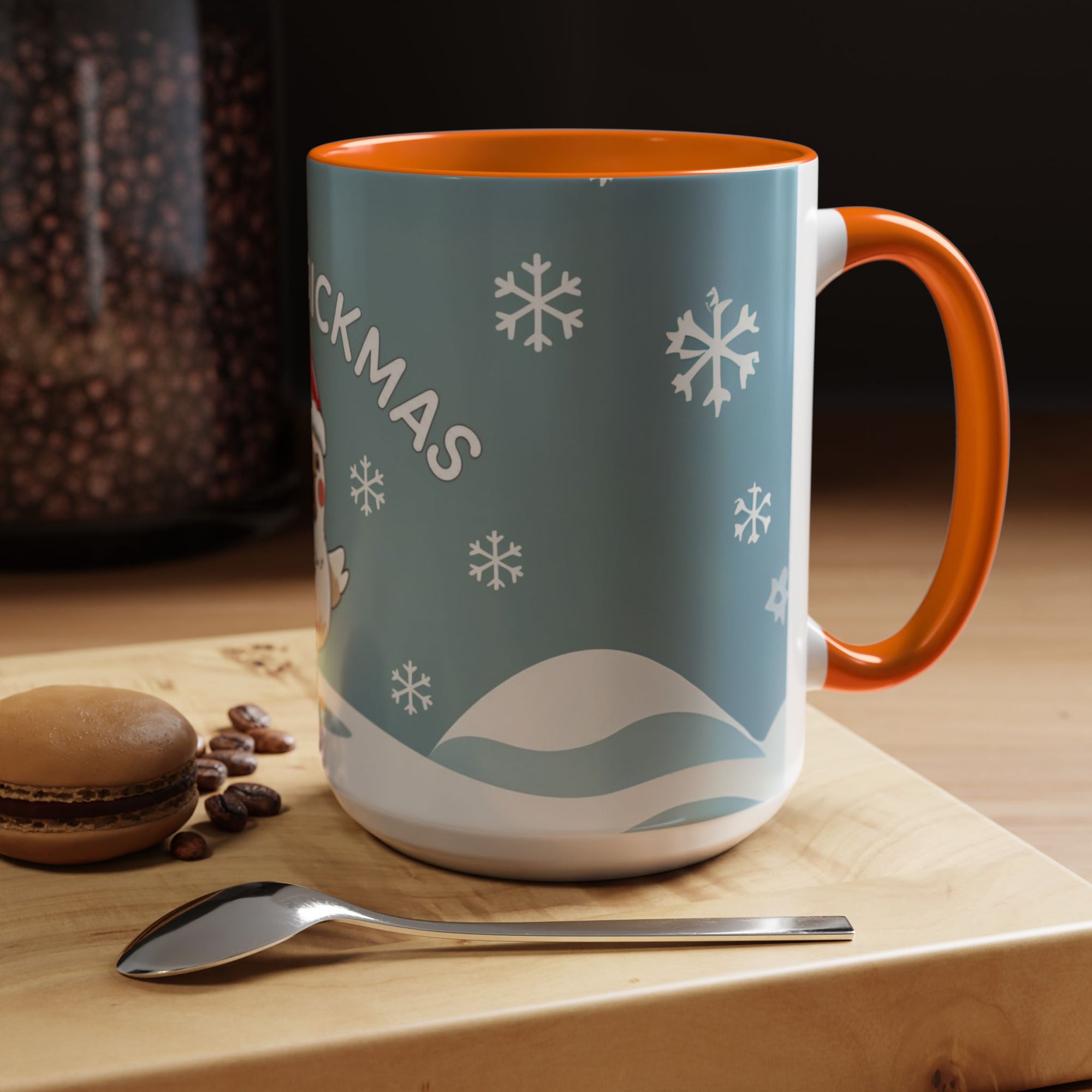 Merry Chickmas Christmas Chicken Accent Coffee Mug - Cute Holiday Gift, Festive Drinkware, Winter Celebration, Merry Chickmas, Funny Holiday Gift for Chicken Moms