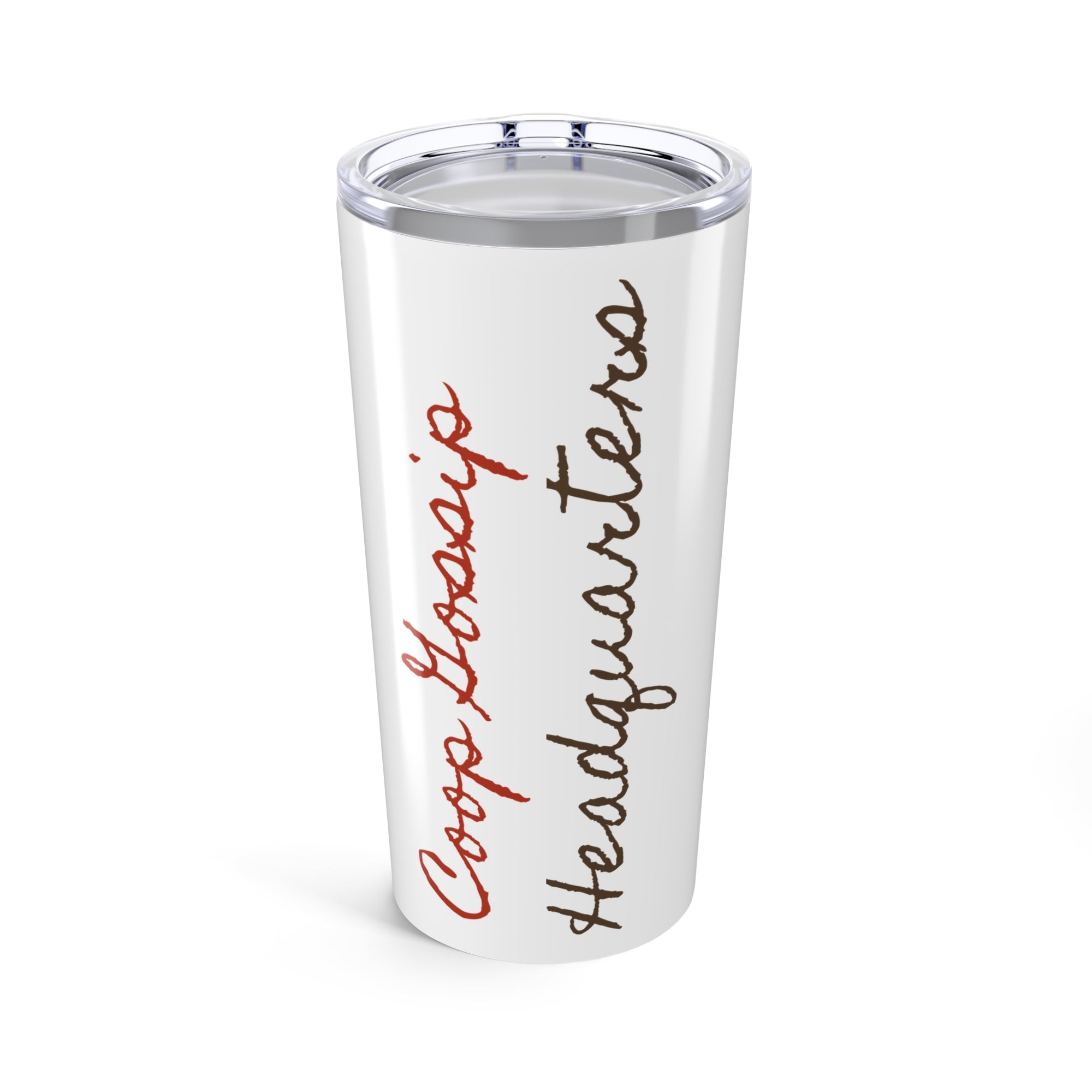 Coop Gossip Headquarters Farmhouse Chicken Tumbler - Cute Coop Gossip Drinkware for Animal Lovers | 20oz Insulated Travel Mug for Gifts, Kitchen Decor, Home