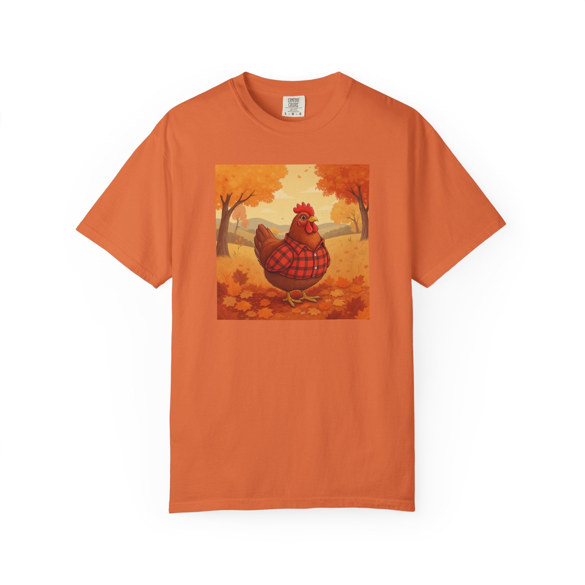 Feathered & Flannel Autumn Chicken T-Shirt, Cozy Fall Tee, Festive Farmhouse Shirt, Thanksgiving Apparel, Unisex Graphic Top