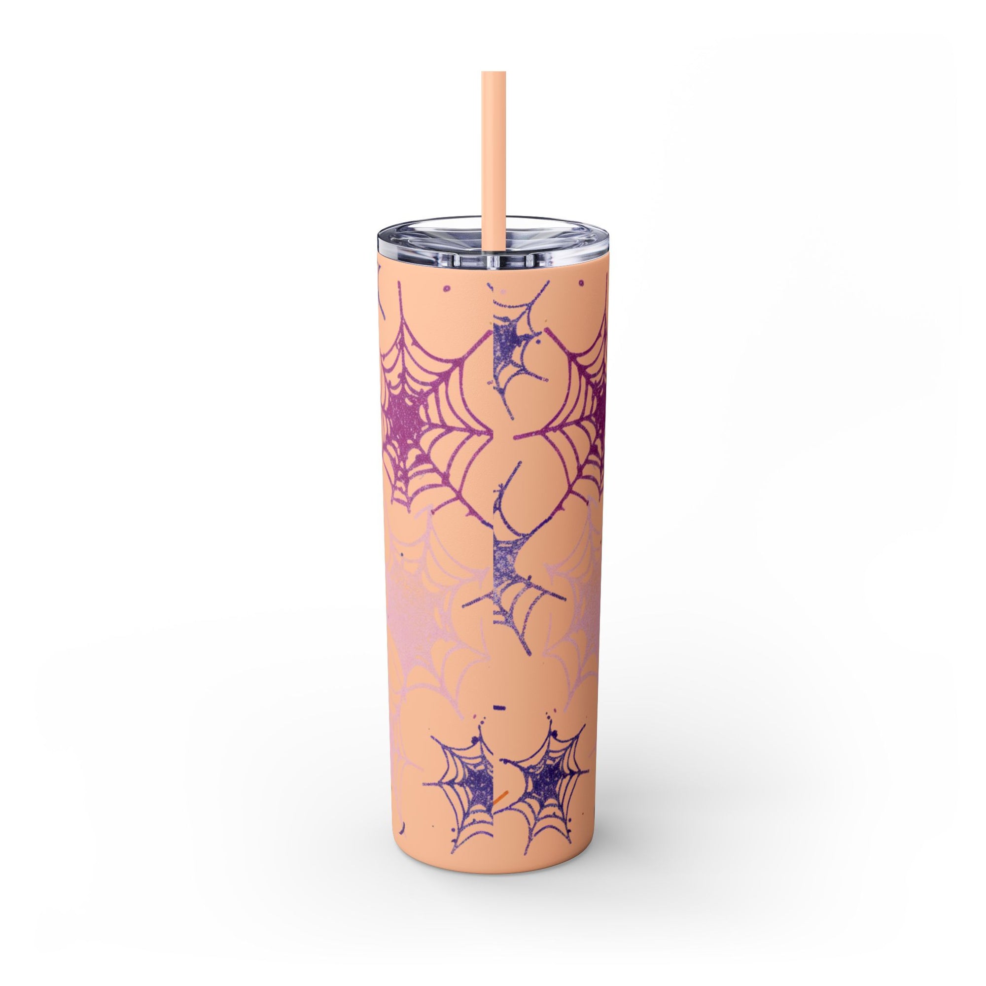 Halloween-Themed Skinny Tumbler, 20oz, I'm Here for the Booze, Travel Mug, Spider Web Design, Party Accessory, Fun Gift Idea