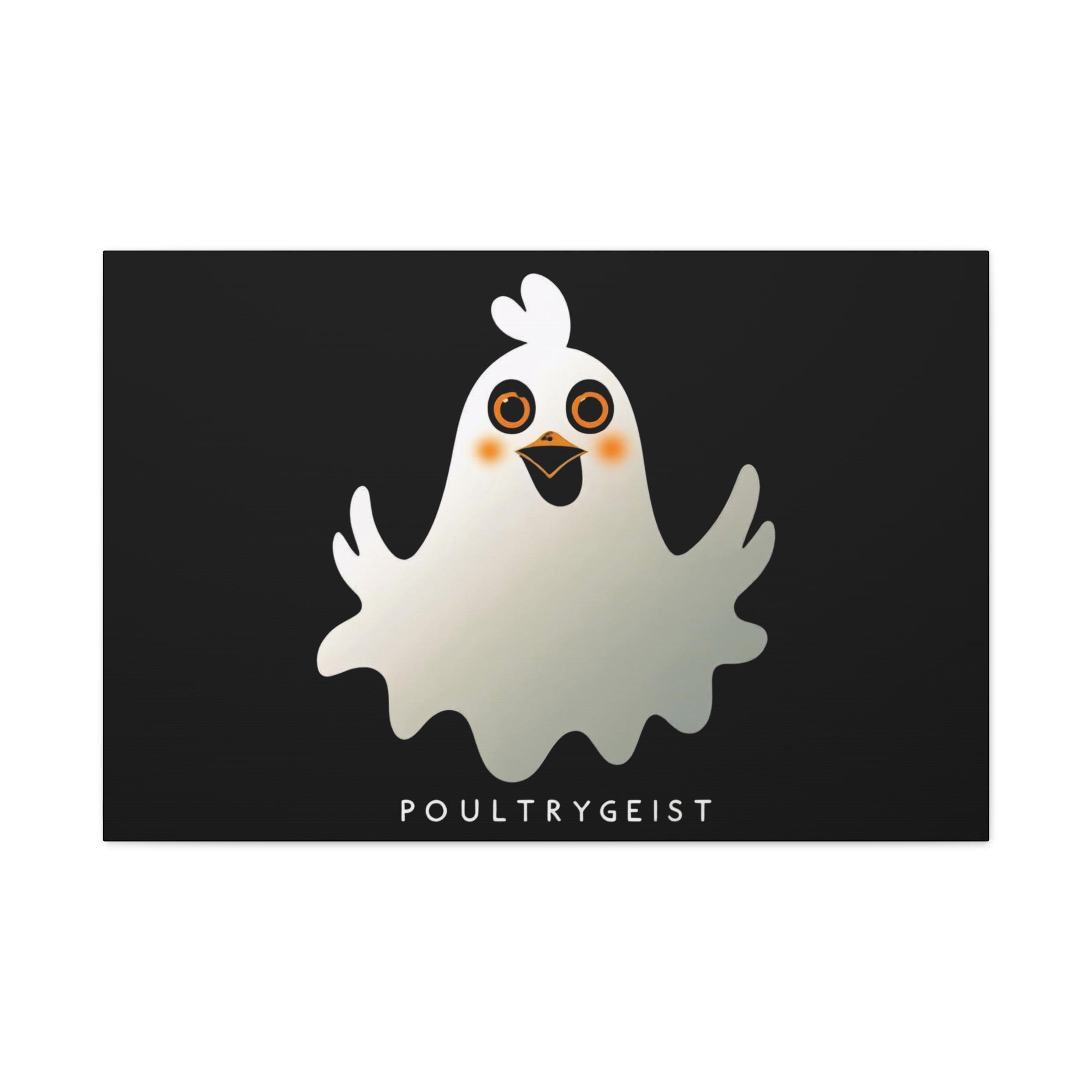 Poultrygeist Chicken Halloween Wall Art – Funny Farmhouse Spooky Decor – Gift for Chicken Lovers Whimsical Canvas Wall Art, Poultrygeist Decor, Cute Ghost Art, Halloween Home Decor, Fun Wall Hanging