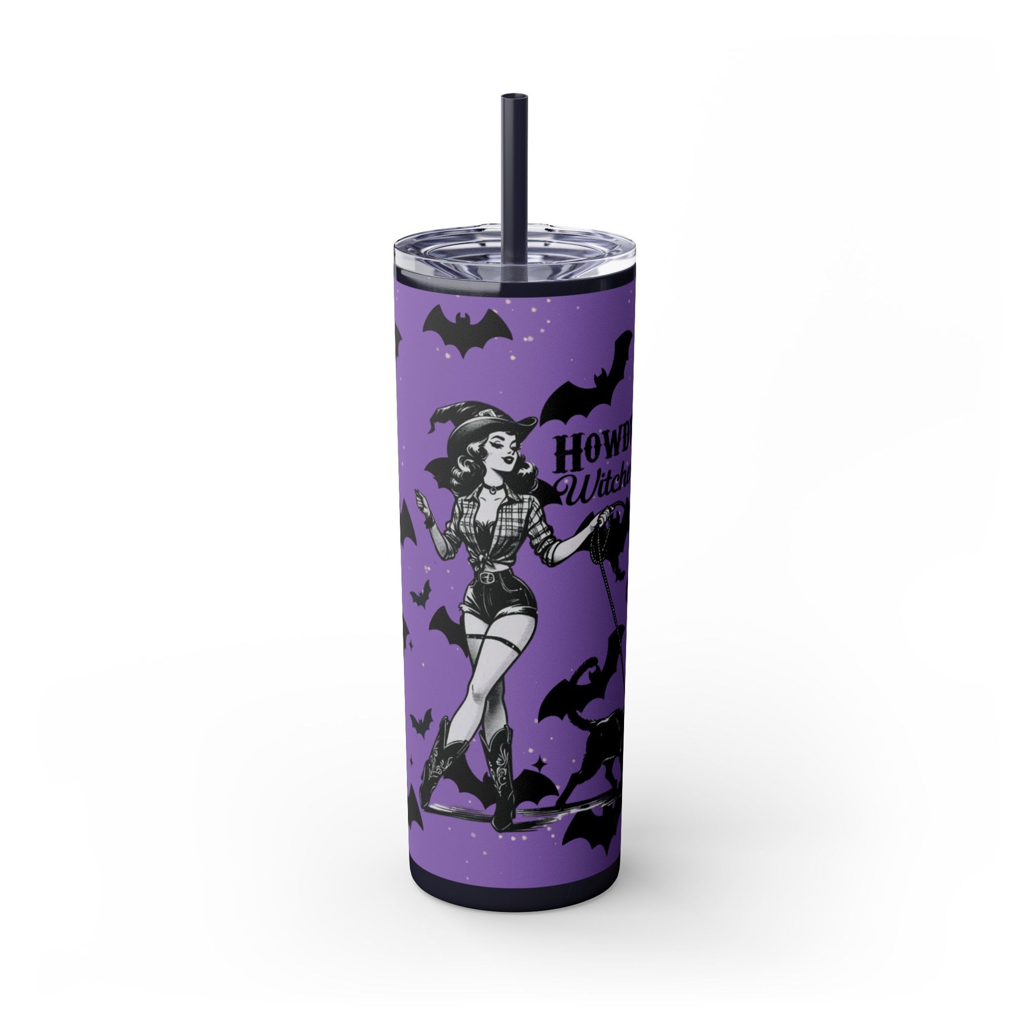 Halloween-Themed Skinny Tumbler with Straw, 20oz | Perfect for Spooky Parties, Trick or Treating, Gifting, or Everyday Use