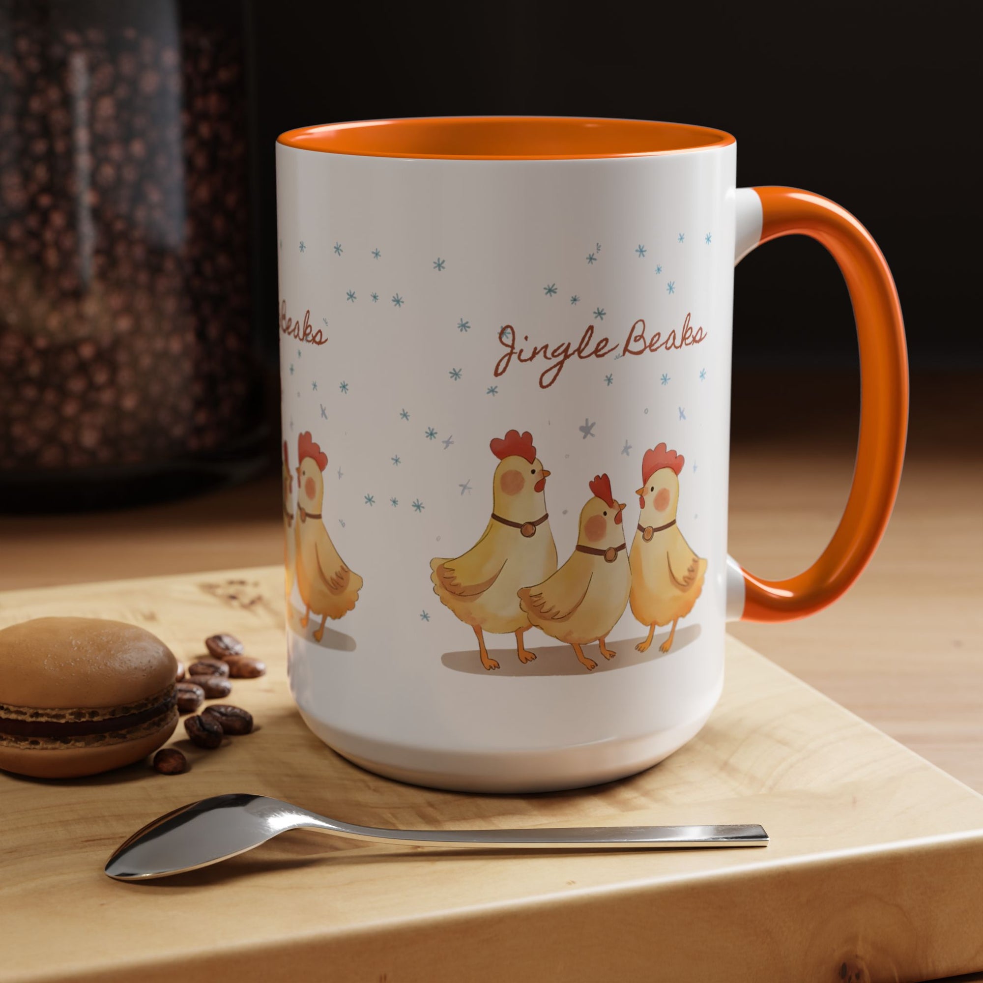 Jingle Beaks Chicken Mug – Funny Holiday Coffee Cup – Farmhouse Christmas Gift for Chicken Lovers  Accent Coffee Mug, Cute Chickens Coffee Cup, Holiday Gift, Fun Kitchen Decor, Farmhouse Style Mug, Unique Present
