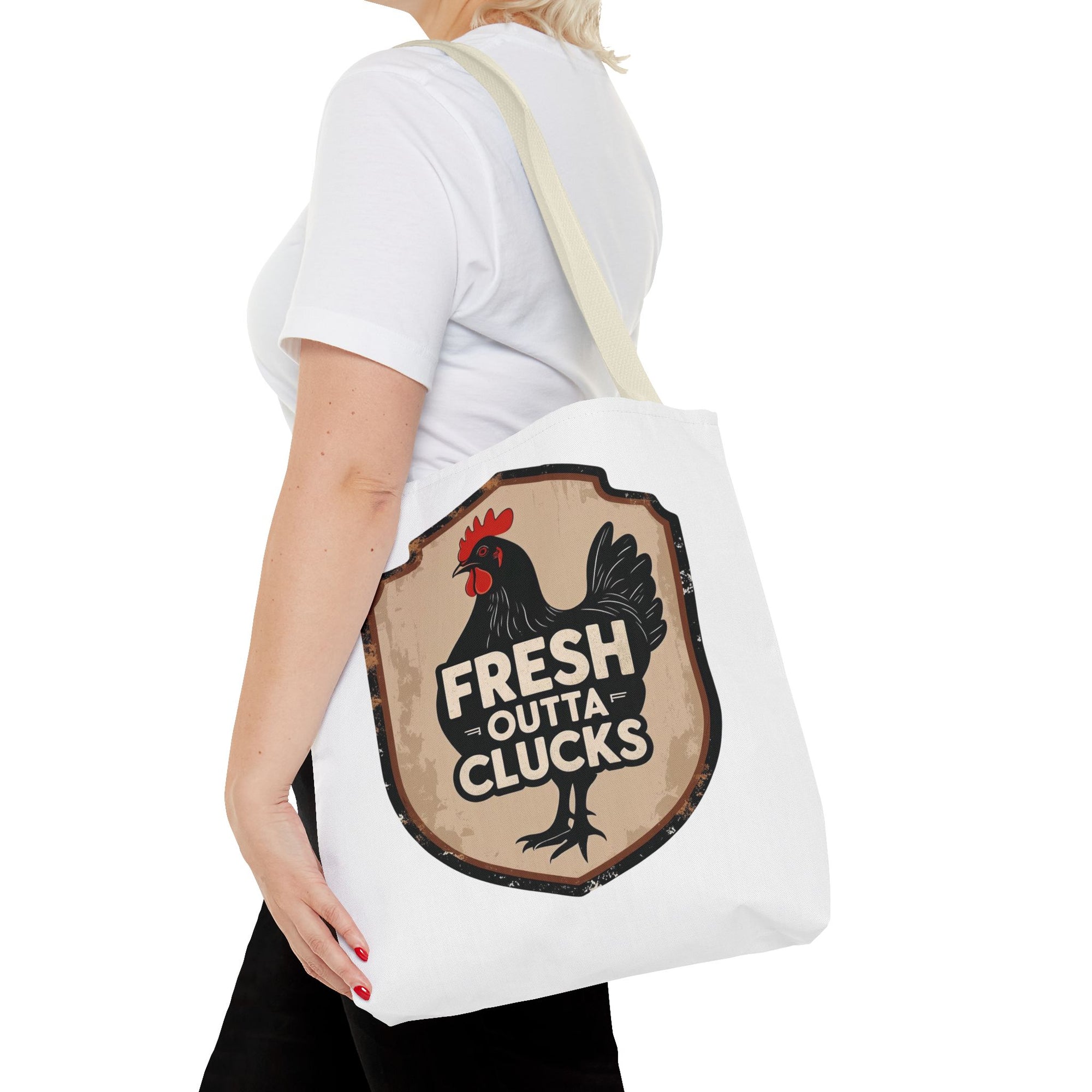 Fresh Outta Clucks Chicken Tote Bag – Funny Farmhouse Market Bag – Gift for Chicken Moms