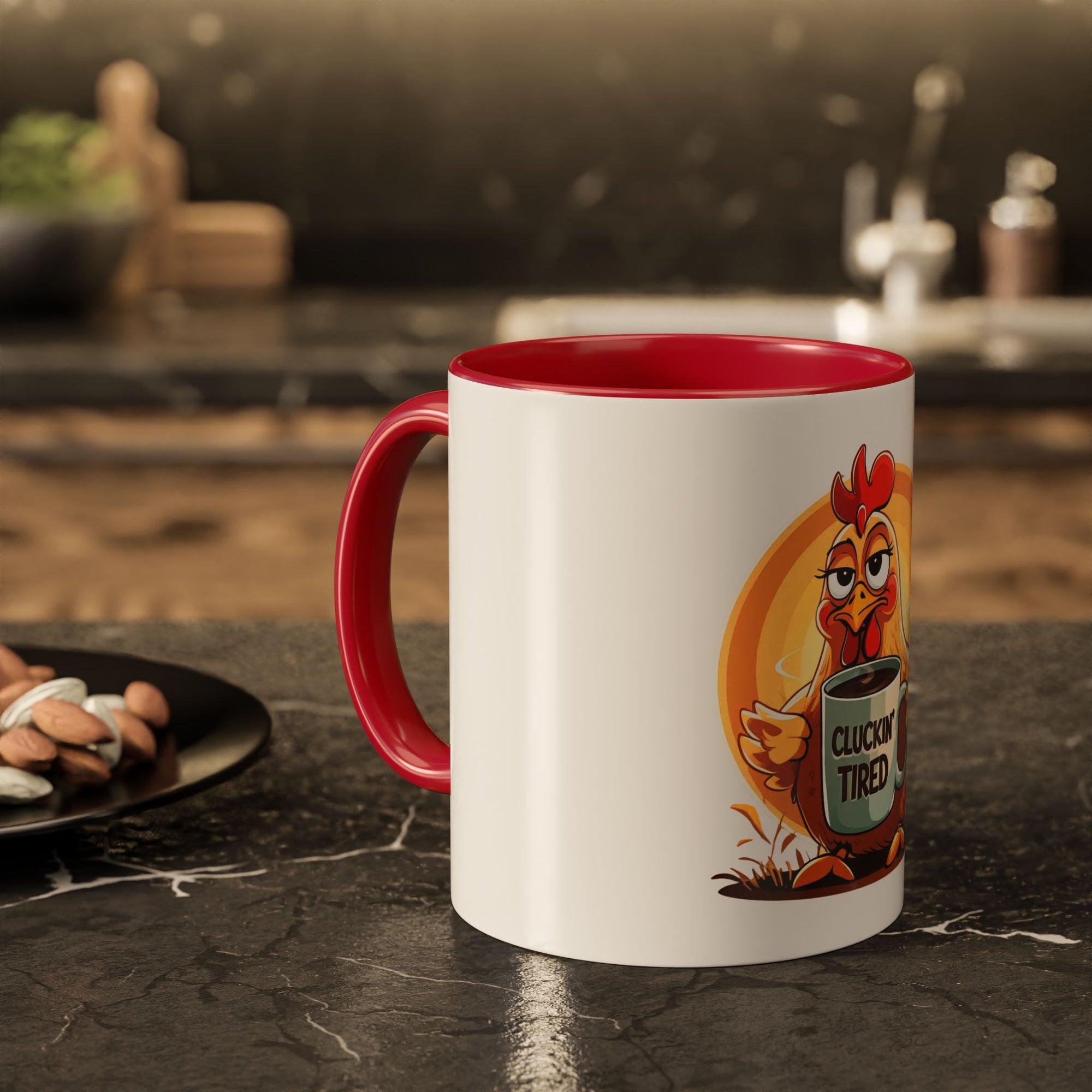 Cluckin’ Tired – 20oz Stainless Steel Tumbler Funny Chicken Mug, Clucking Tired Coffee Cup, Gift for Chicken Lovers, Colorful Ceramic Mug, Morning Coffee Cup