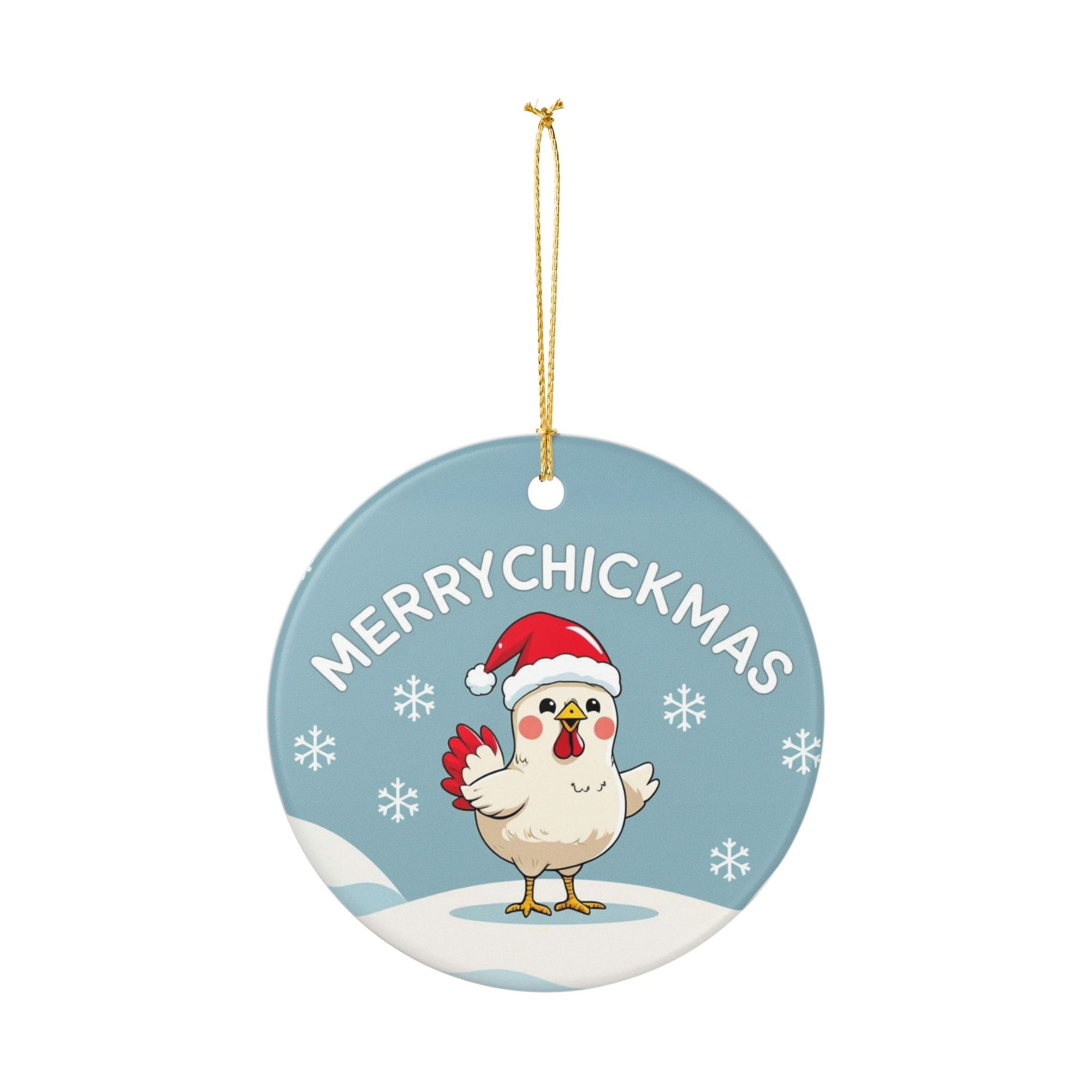 Festive Chicken Ornament, Merry Chickmas Decor, Holiday Tree Decoration, Cute Christmas Gift, Farmhouse Holiday Decor, Ceramic Ornament