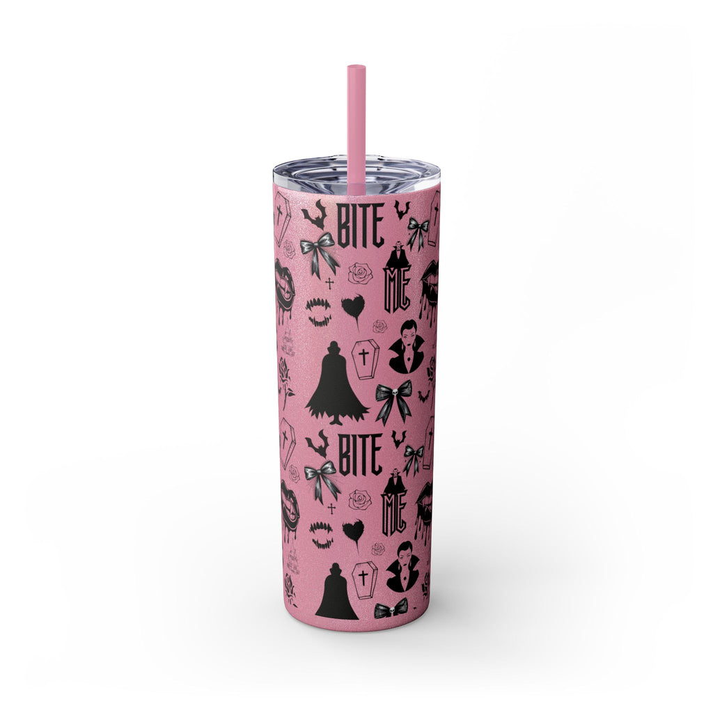 Gothic Skinny Tumbler, Perfect for Halloween, Unique Gift for Spooky Season, Cute Vampire Design, Ideal for Parties, Drinkware