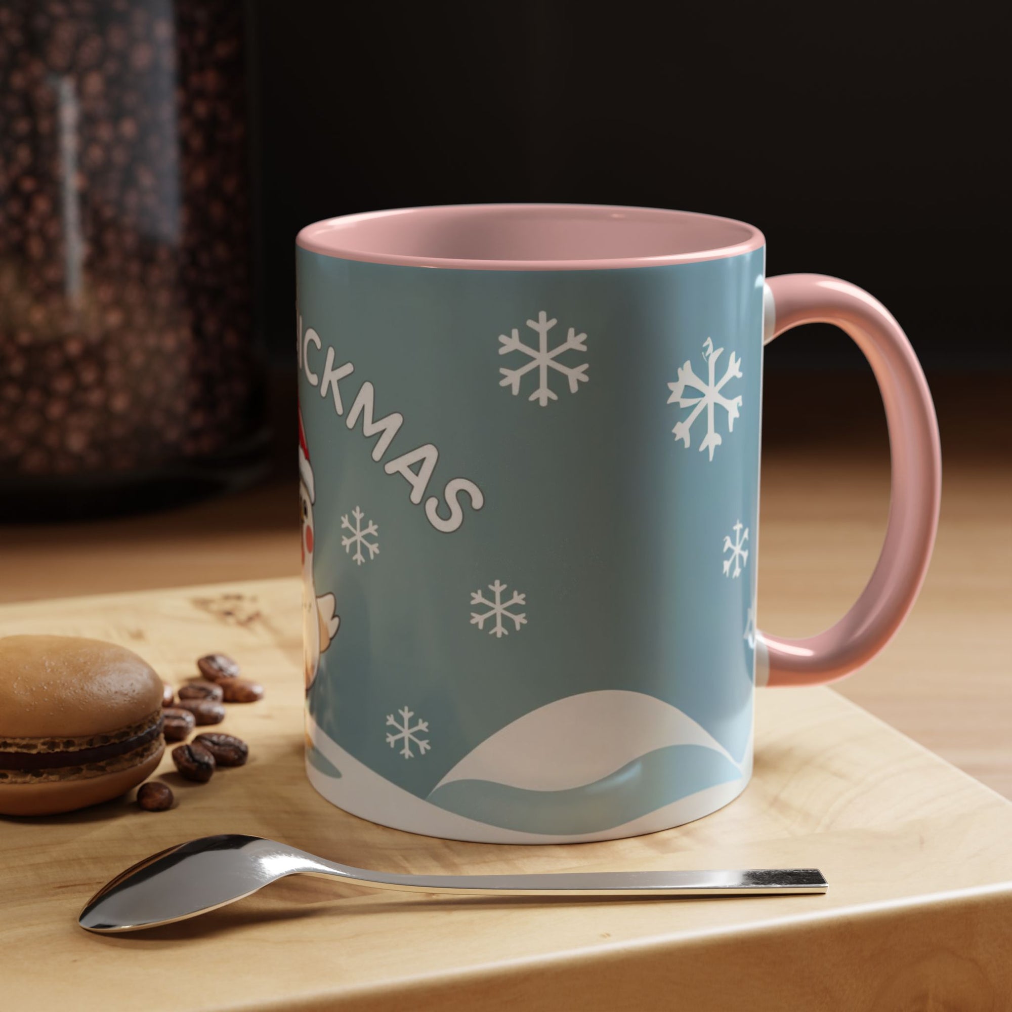 Merry Chickmas Christmas Chicken Accent Coffee Mug - Cute Holiday Gift, Festive Drinkware, Winter Celebration, Merry Chickmas, Funny Holiday Gift for Chicken Moms