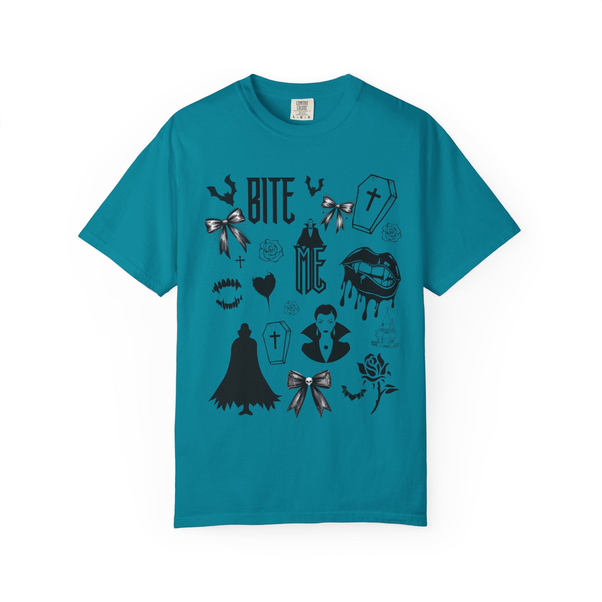 Sink your teeth into spooky season with this bold Bite Me vampire-inspired graphic tee! 🧛‍♂️🦇