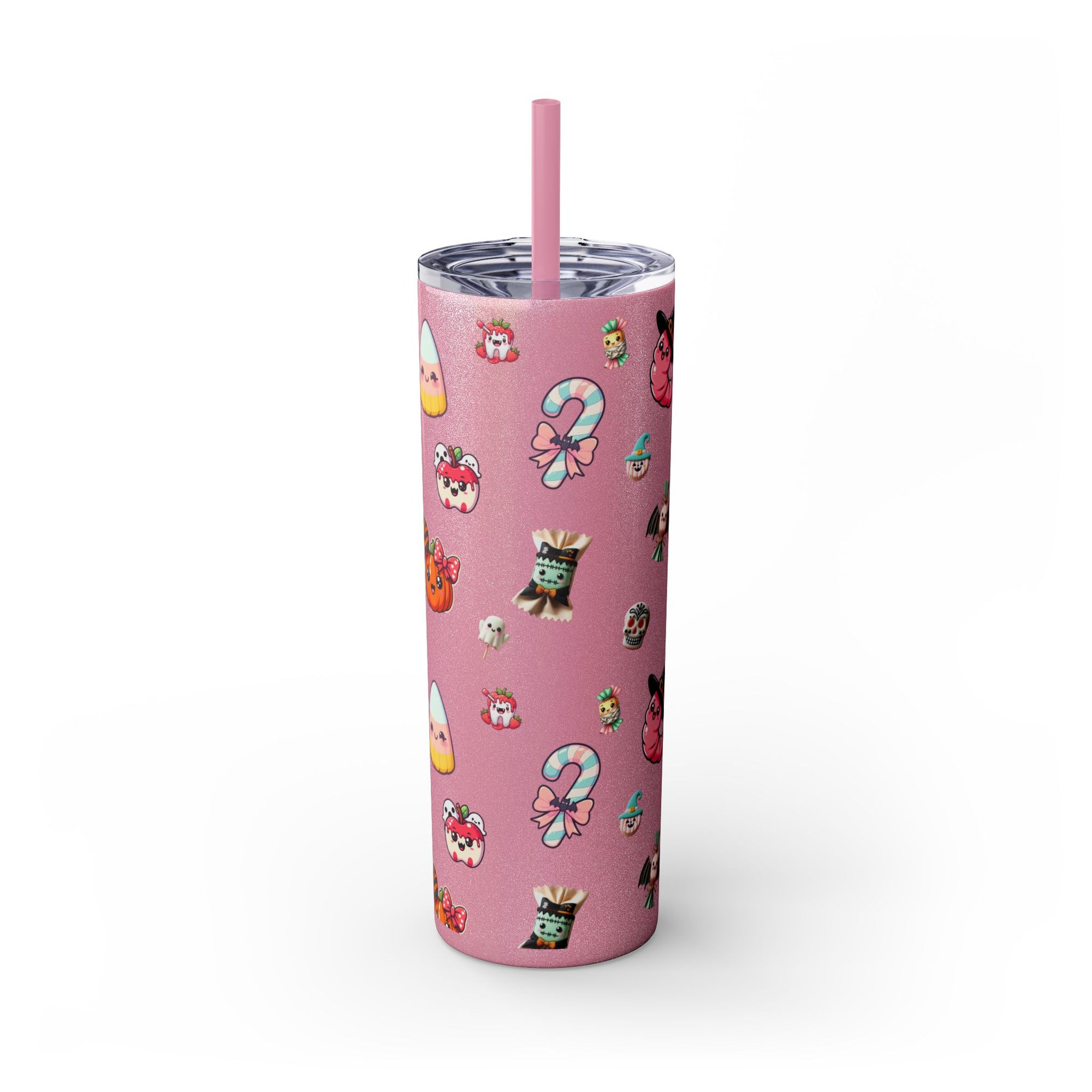 Playful Halloween Skinny Tumbler with Straw, 20oz | Cute Fall Drinkware, Halloween Mug, Party Favor, Gift for Her, Seasonal Decor
