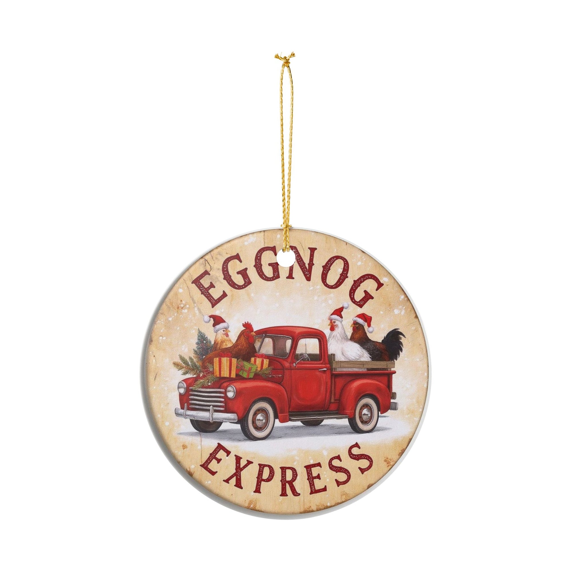 Egg Nog Christmas Farmhouse Ornament, Eggnog Express Tree Decoration, Holiday Decor, Rustic Charm, Gift for Loved Ones