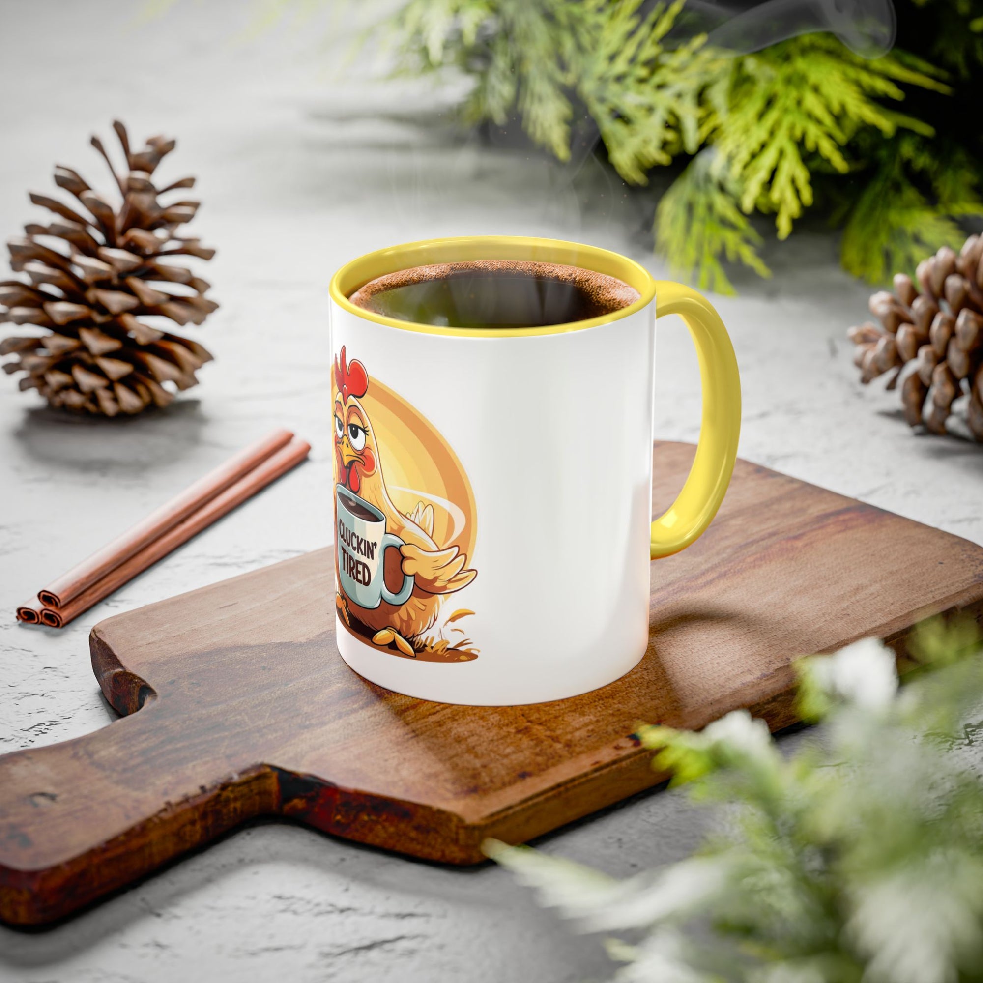 Cluckin’ Tired – 20oz Stainless Steel Tumbler Funny Chicken Mug, Clucking Tired Coffee Cup, Gift for Chicken Lovers, Colorful Ceramic Mug, Morning Coffee Cup