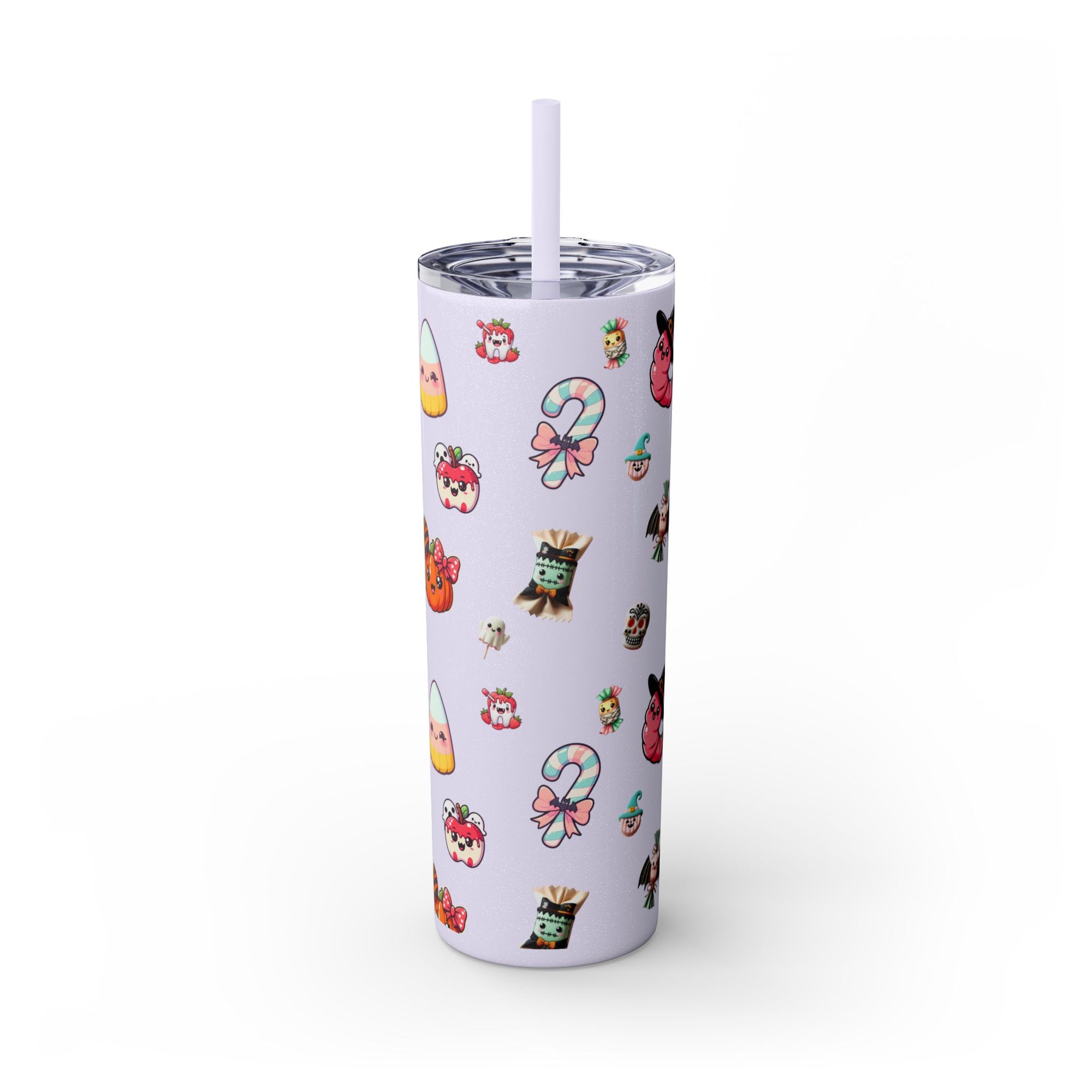 Playful Halloween Skinny Tumbler with Straw, 20oz | Cute Fall Drinkware, Halloween Mug, Party Favor, Gift for Her, Seasonal Decor
