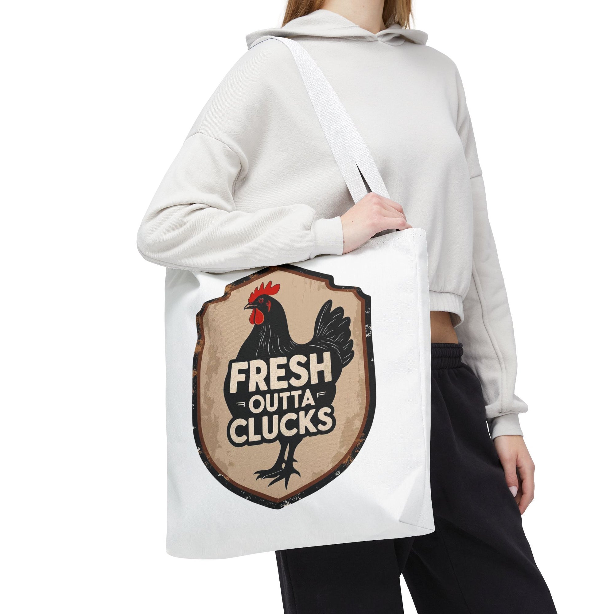 Fresh Outta Clucks Chicken Tote Bag – Funny Farmhouse Market Bag – Gift for Chicken Moms