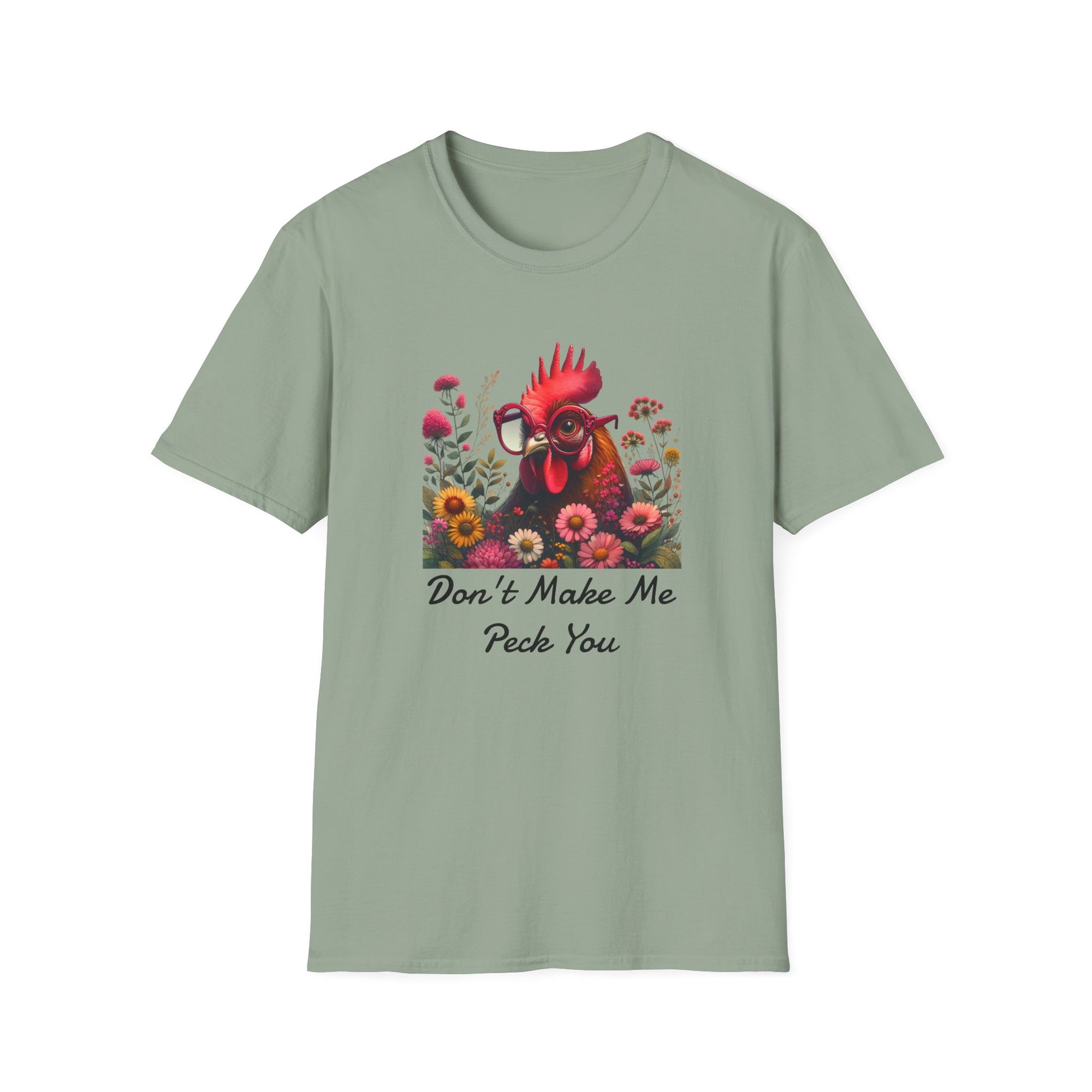 Funny Rooster Don't Make Me Peck You T-Shirt, Unisex Softstyle Tee