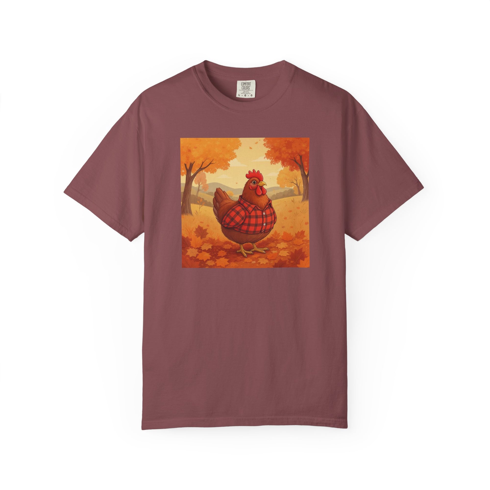 Feathered & Flannel Autumn Chicken T-Shirt, Cozy Fall Tee, Festive Farmhouse Shirt, Thanksgiving Apparel, Unisex Graphic Top