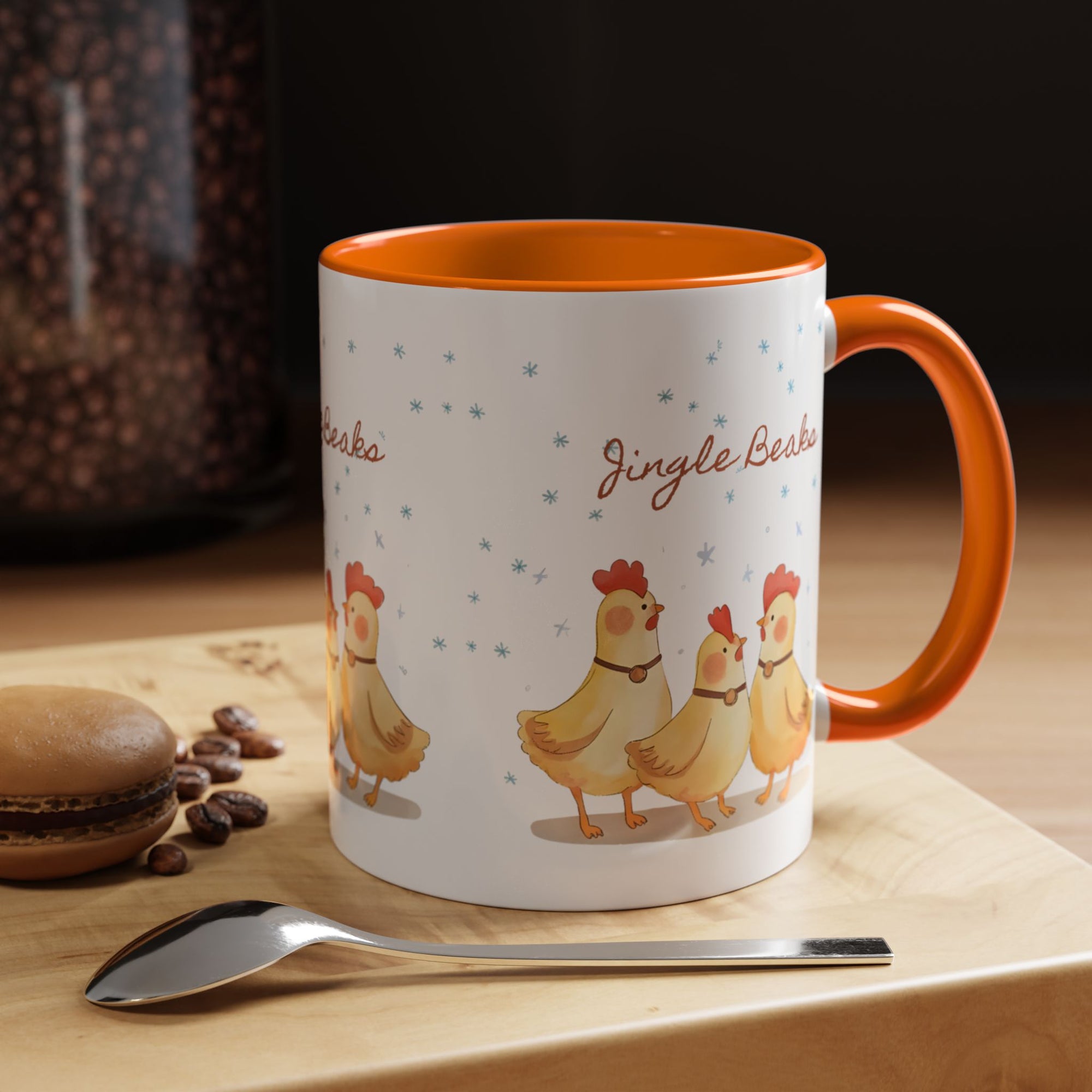 Jingle Beaks Chicken Mug – Funny Holiday Coffee Cup – Farmhouse Christmas Gift for Chicken Lovers  Accent Coffee Mug, Cute Chickens Coffee Cup, Holiday Gift, Fun Kitchen Decor, Farmhouse Style Mug, Unique Present