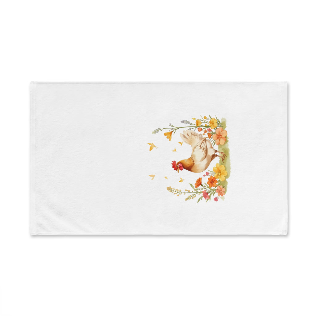 Cluck & Bloom Farmhouse Tea Towel – Chicken Lover Kitchen Decor – Rustic Country Dish Towel – Spring Floral Chicken Mom Gift