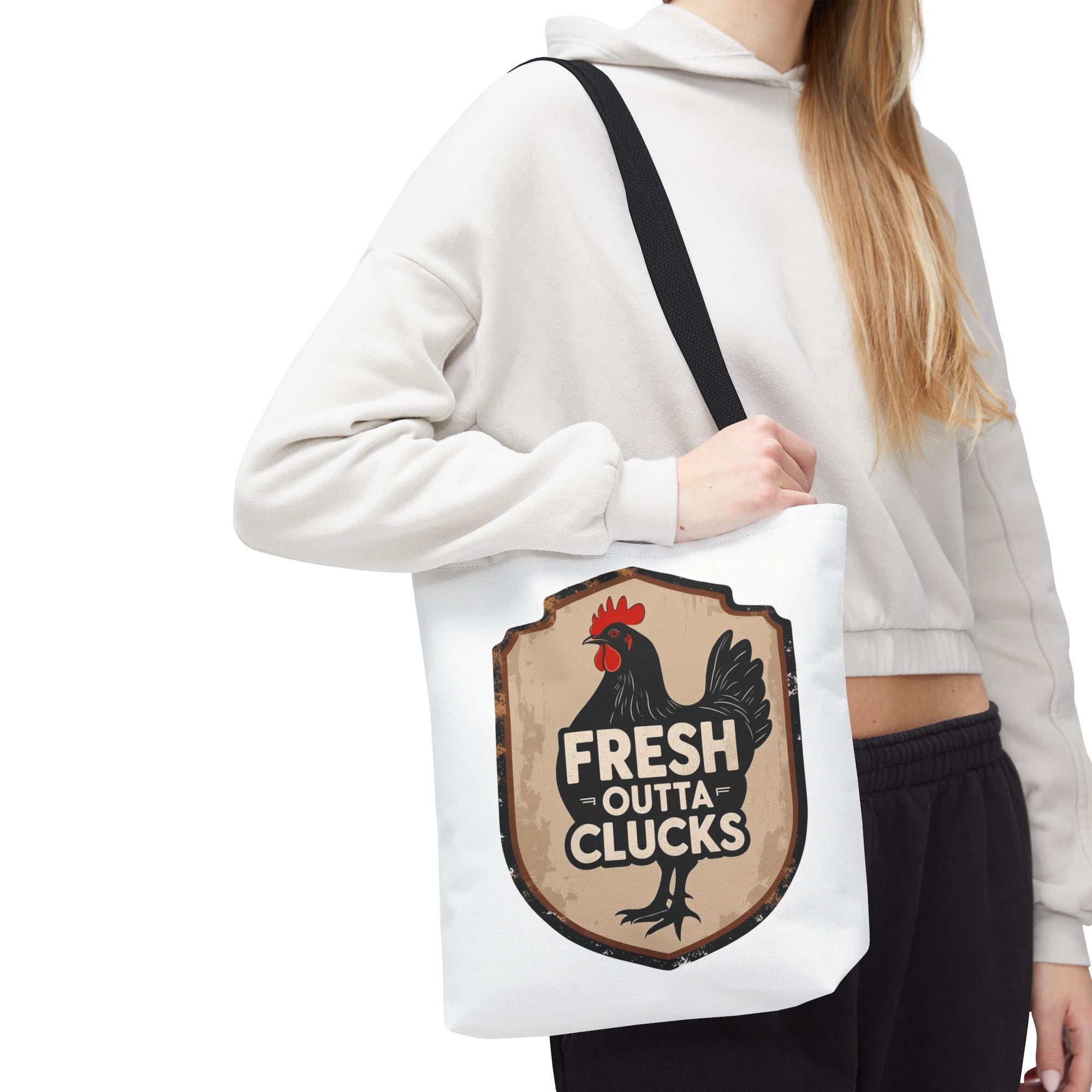 Fresh Outta Clucks Chicken Tote Bag – Funny Farmhouse Market Bag – Gift for Chicken Moms
