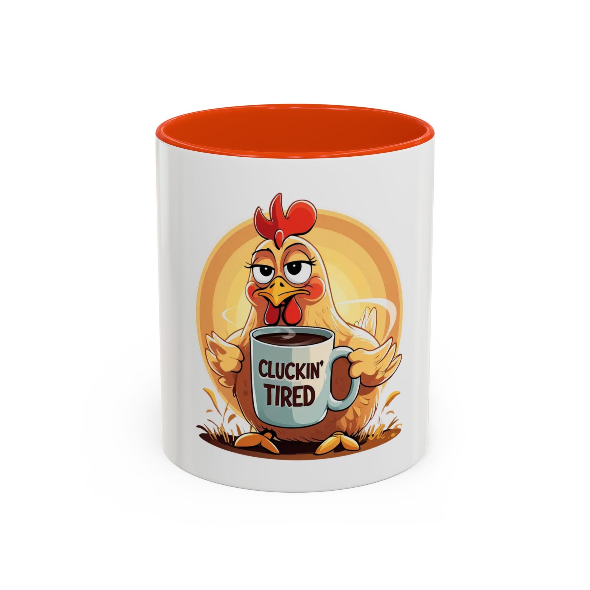 Cluckin’ Tired – 20oz Stainless Steel Tumbler Funny Chicken Mug, Clucking Tired Coffee Cup, Gift for Chicken Lovers, Colorful Ceramic Mug, Morning Coffee Cup