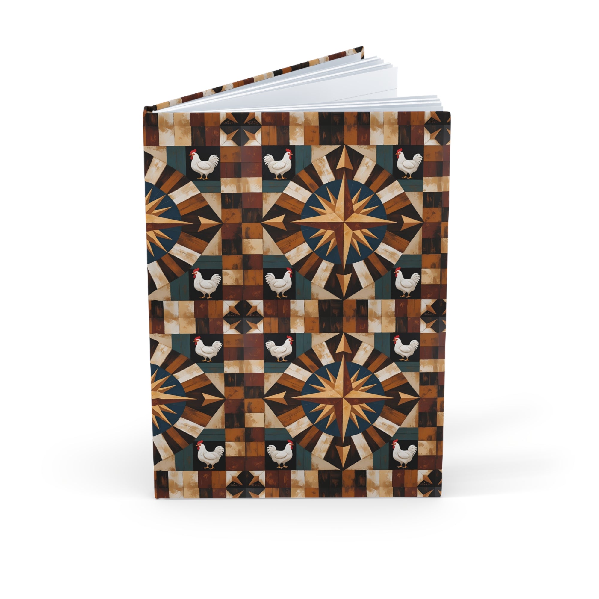 Rustic Rooster The Coop Compass Hardcover Journal, Vintage Style Notebook for Writers, Farmhouse Decor, Gift for Artists, Daily Planner, Creative Journal
